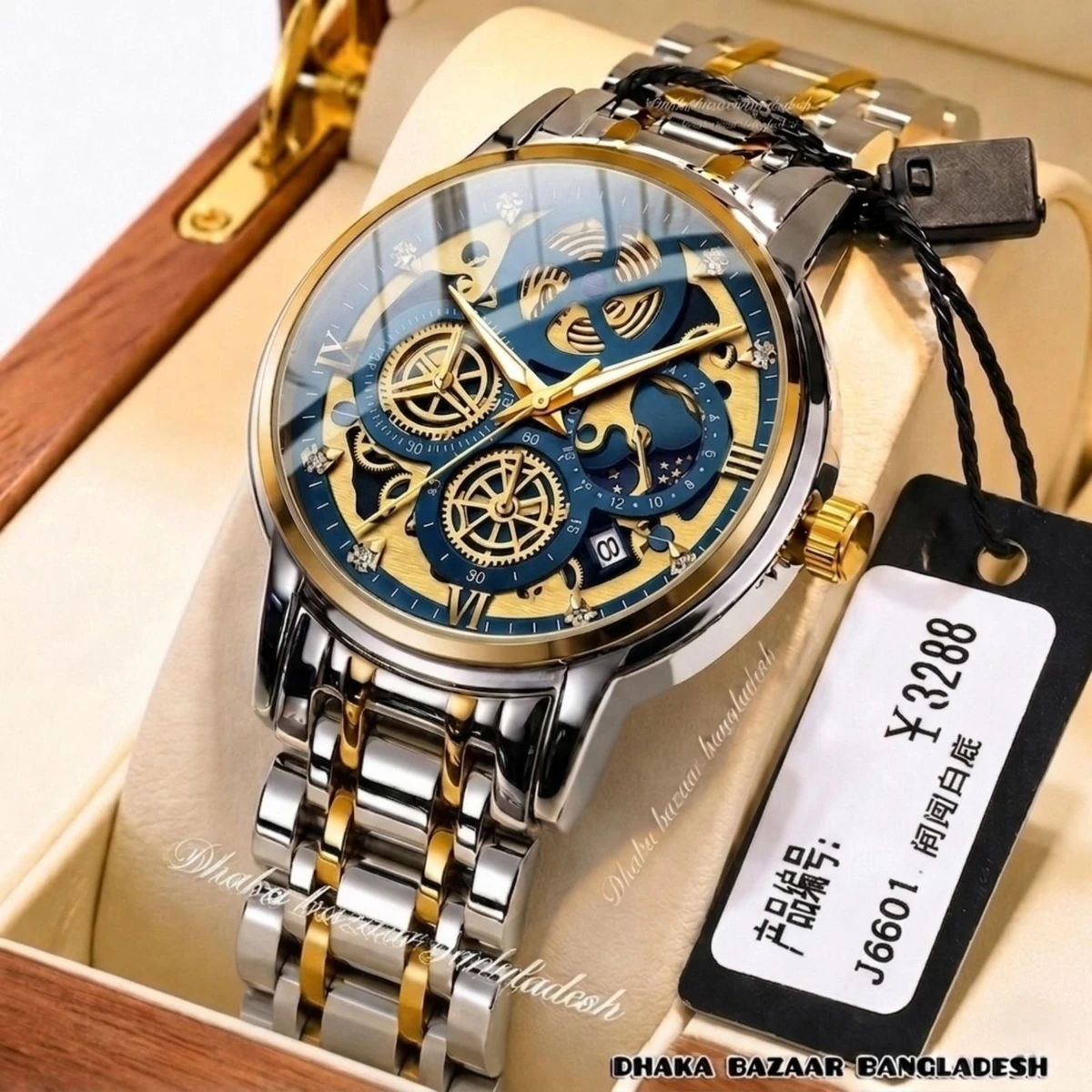 3352 OliveZ নতুন ডিজাইনের পুরুষদের জন্য ঘড়ি BSILVER GOLDEN BLUE