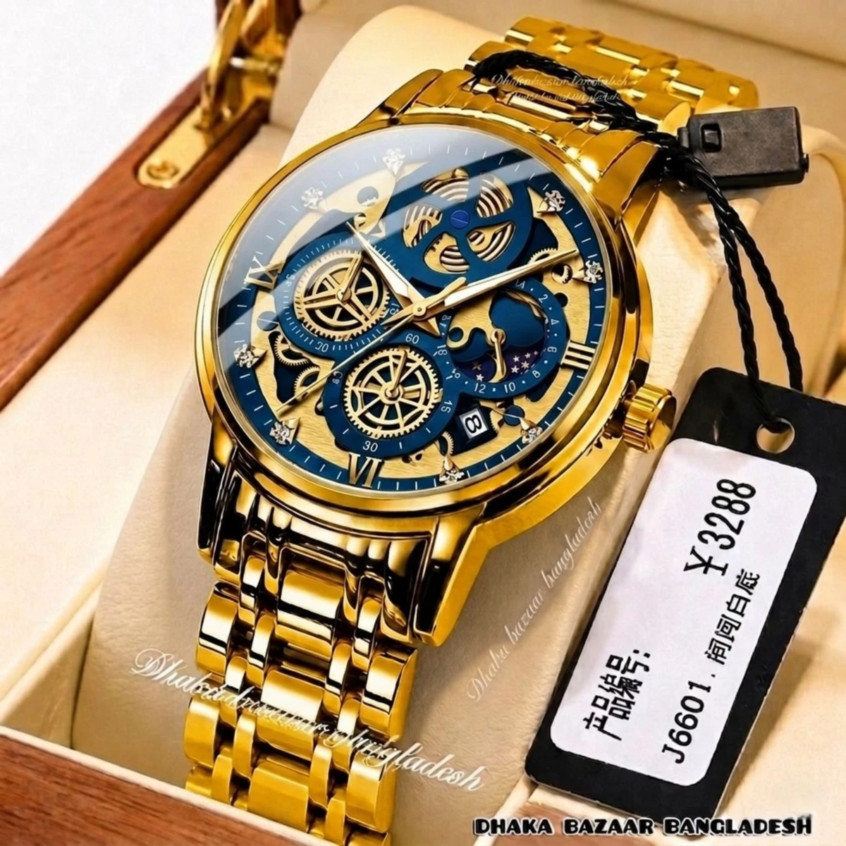 3352 OliveZ নতুন ডিজাইনের পুরুষদের জন্য ঘড়ি FULL GOLDEN BLUE