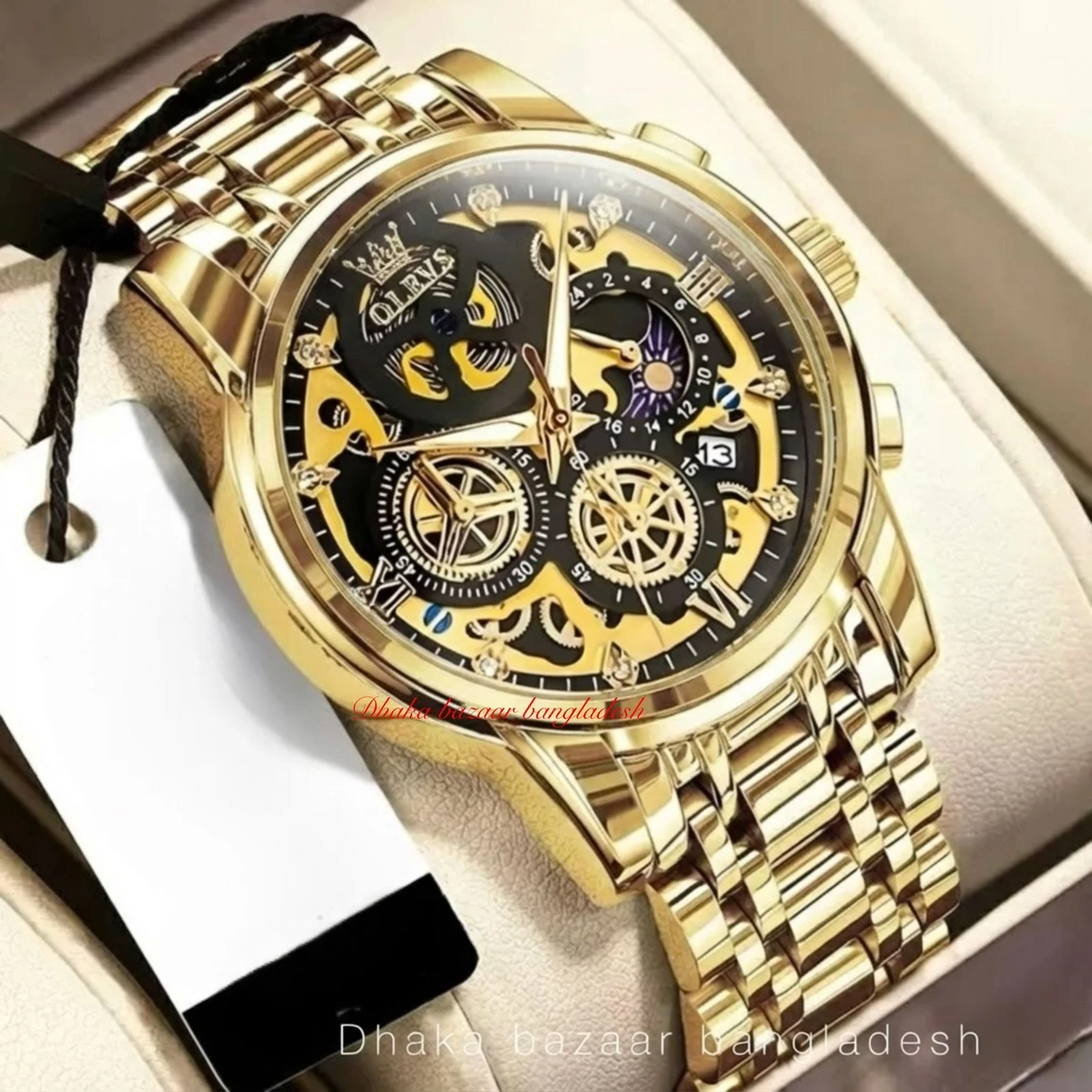 3352 OliveZ নতুন ডিজাইনের পুরুষদের জন্য ঘড়ি FULL GOLDEN BLACK