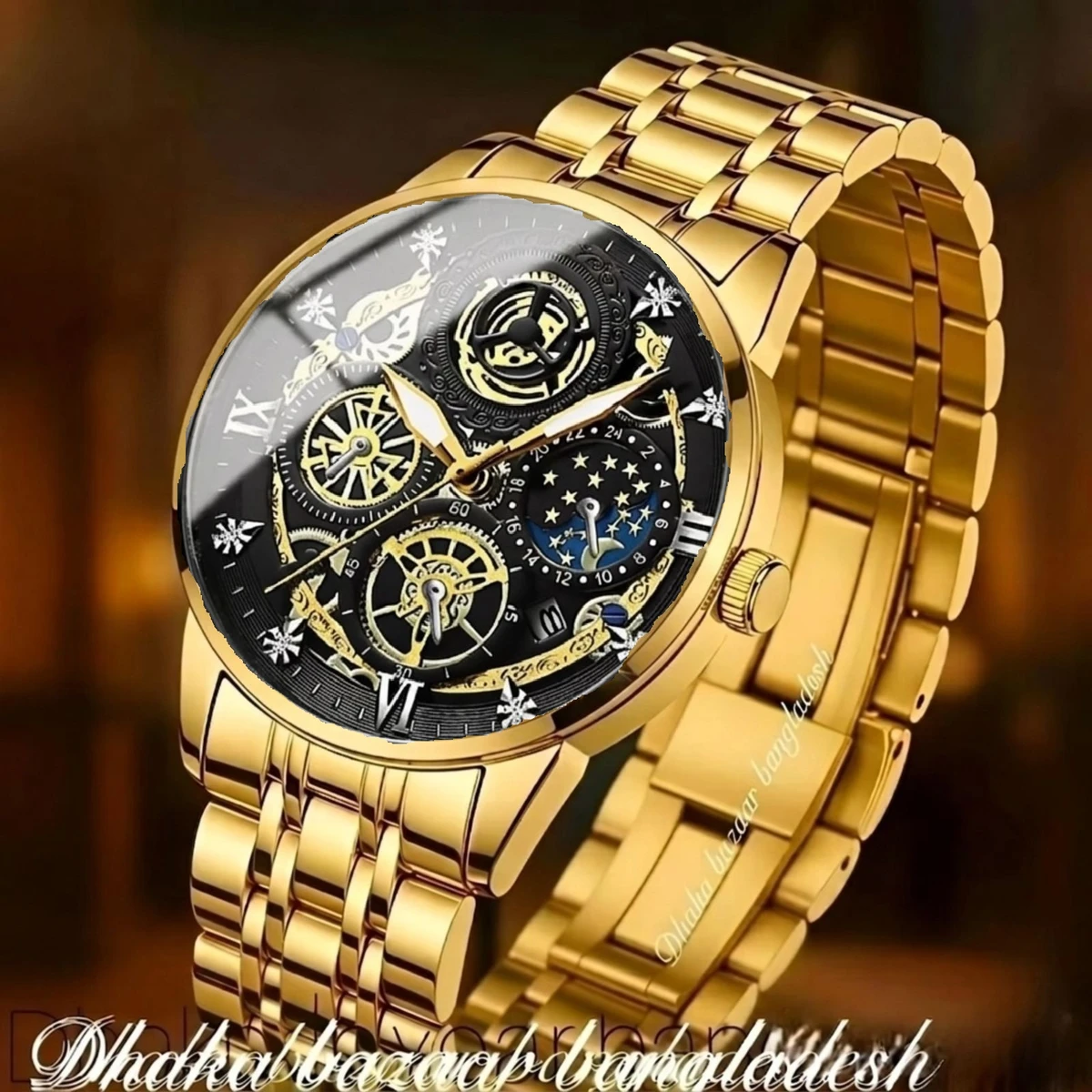 3352 OliveZ নতুন ডিজাইনের পুরুষদের জন্য ঘড়ি FULL GOLDEN BLACK