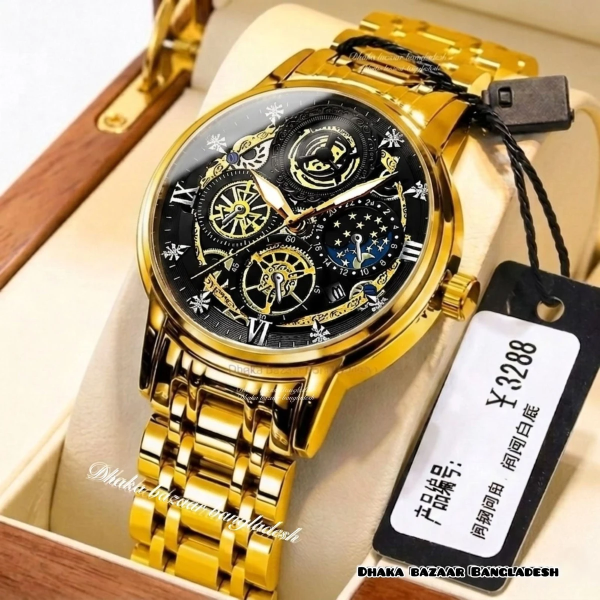 3352 OliveZ নতুন ডিজাইনের পুরুষদের জন্য ঘড়ি FULL GOLDEN BLACK
