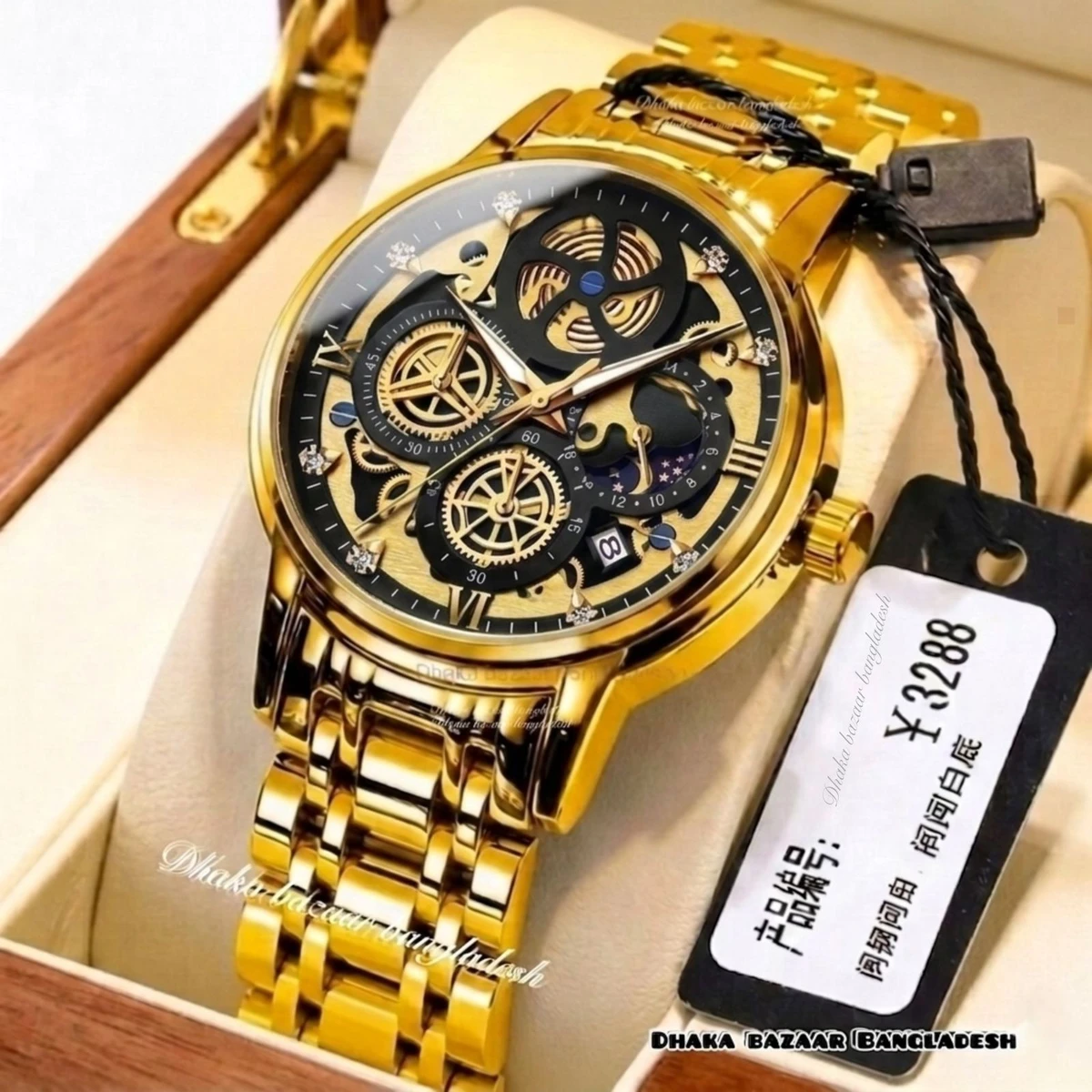 3352 OliveZ নতুন ডিজাইনের পুরুষদের জন্য ঘড়ি FULL GOLDEN BLACK