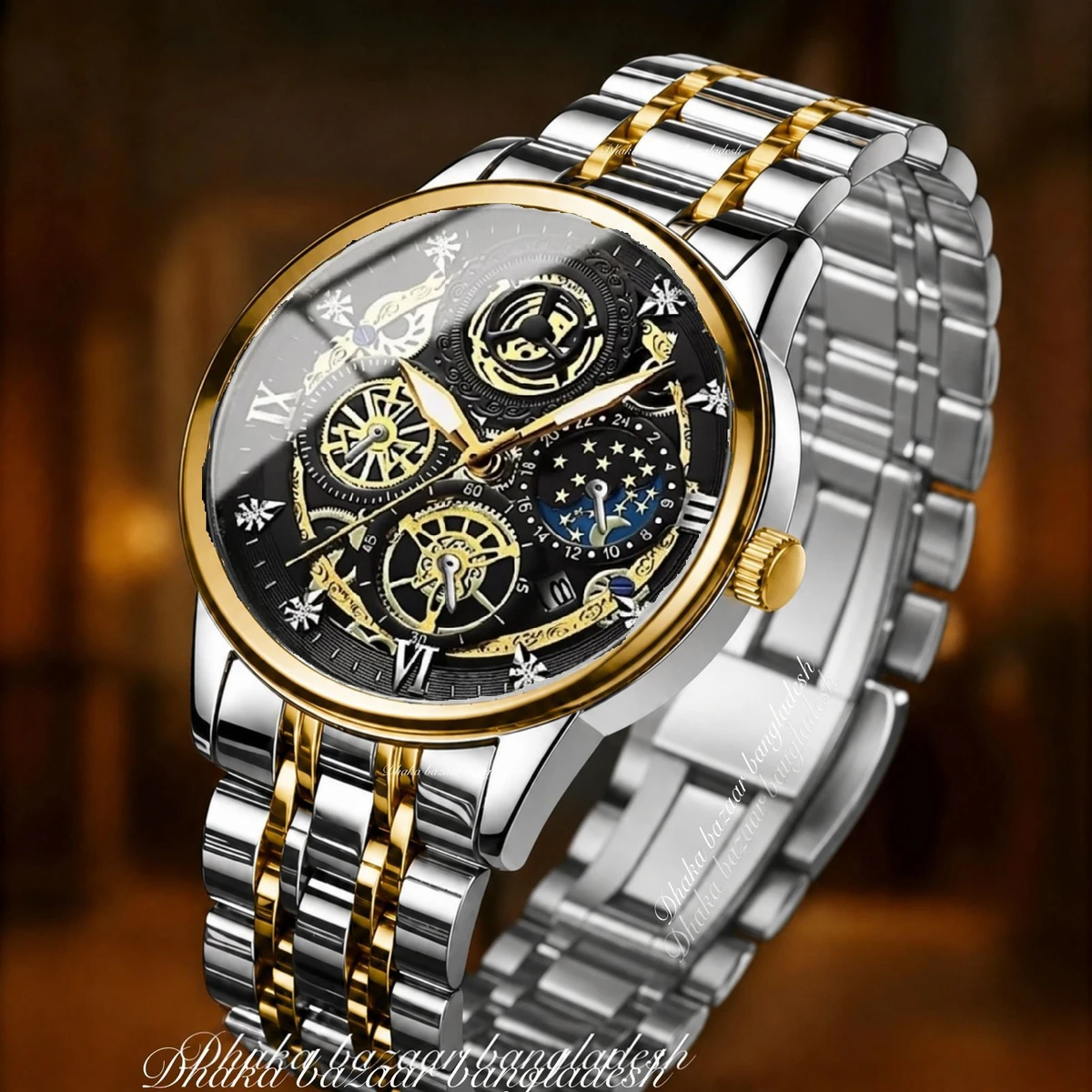3352 OliveZ নতুন ডিজাইনের পুরুষদের জন্য ঘড়ি BSILVER GOLDEN BLACK