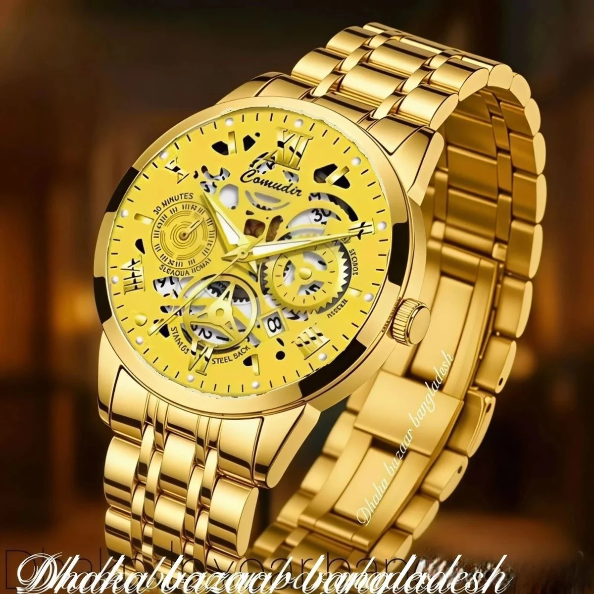 পুরুষের জন্য CM220 নন মেকানিক্যাল ওয়াটার প্রুফ ঘড়ি FULL GOLDEN