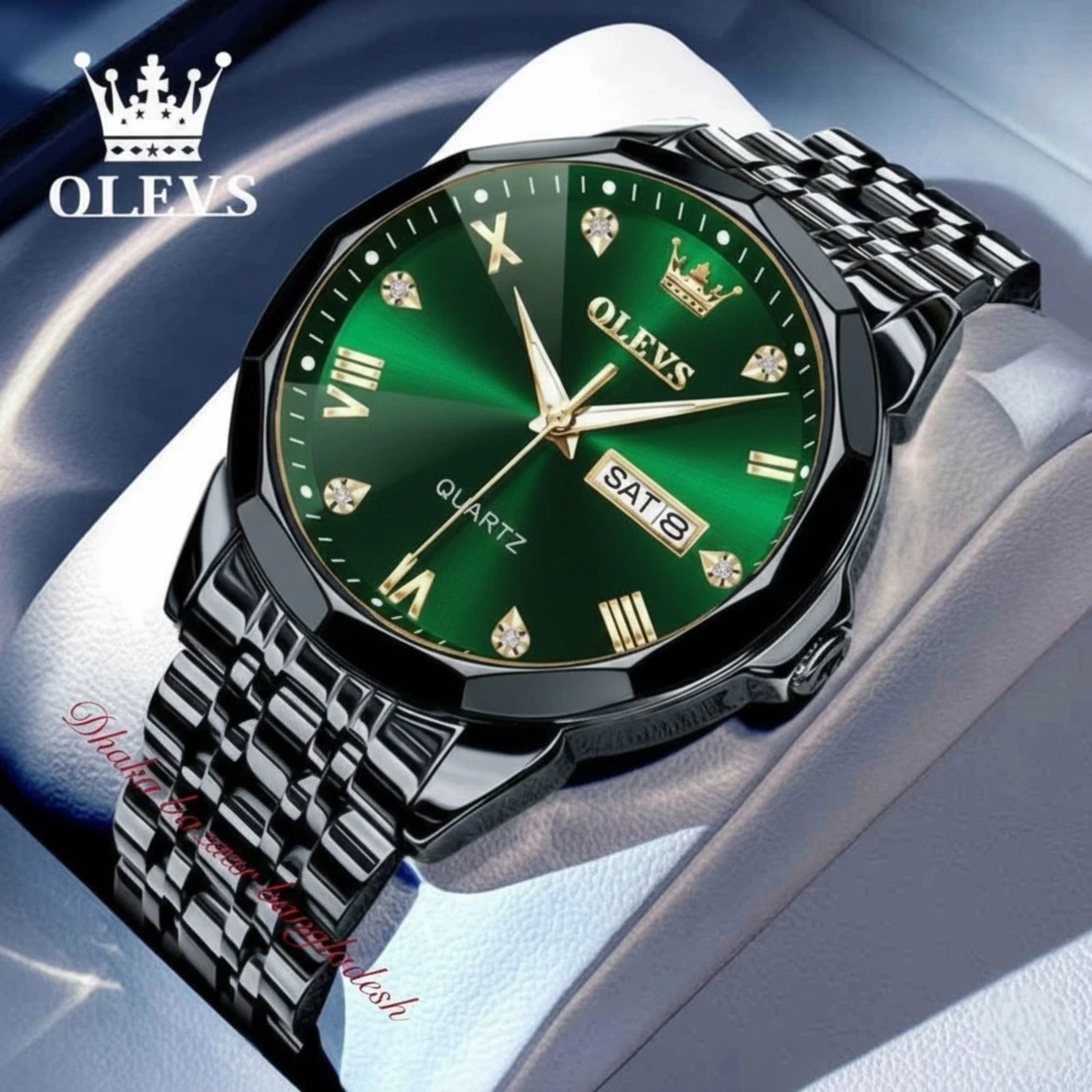 OliveZ 15 নতুন ডিজাইনের পুরুষদের জন্য ঘড়ি BLACK GREEN