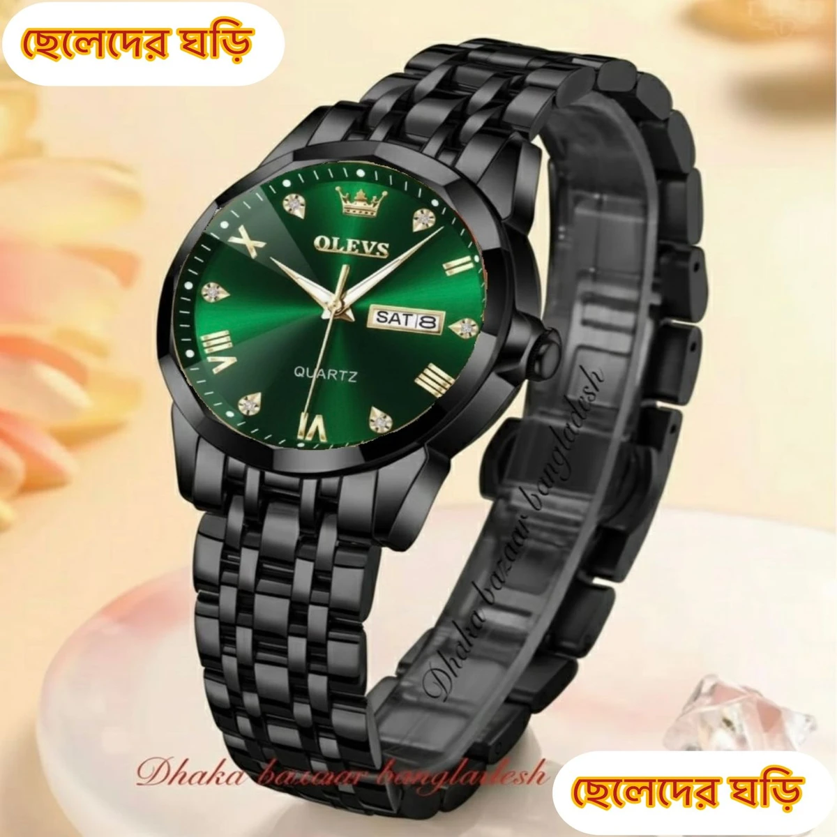 OliveZ 15 নতুন ডিজাইনের পুরুষদের জন্য ঘড়ি BLACK GREEN