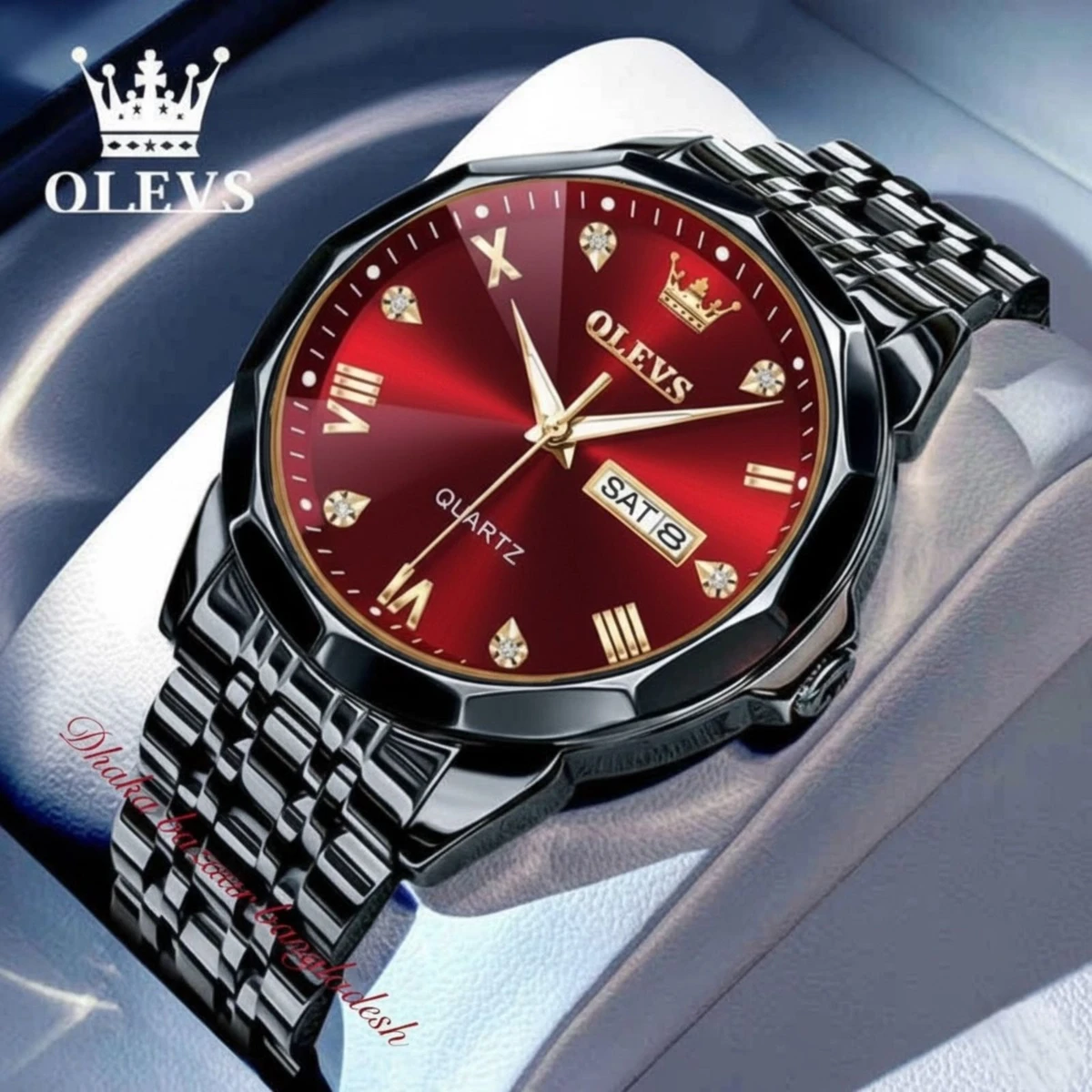 OliveZ 15 নতুন ডিজাইনের পুরুষদের জন্য ঘড়ি BLACK RED