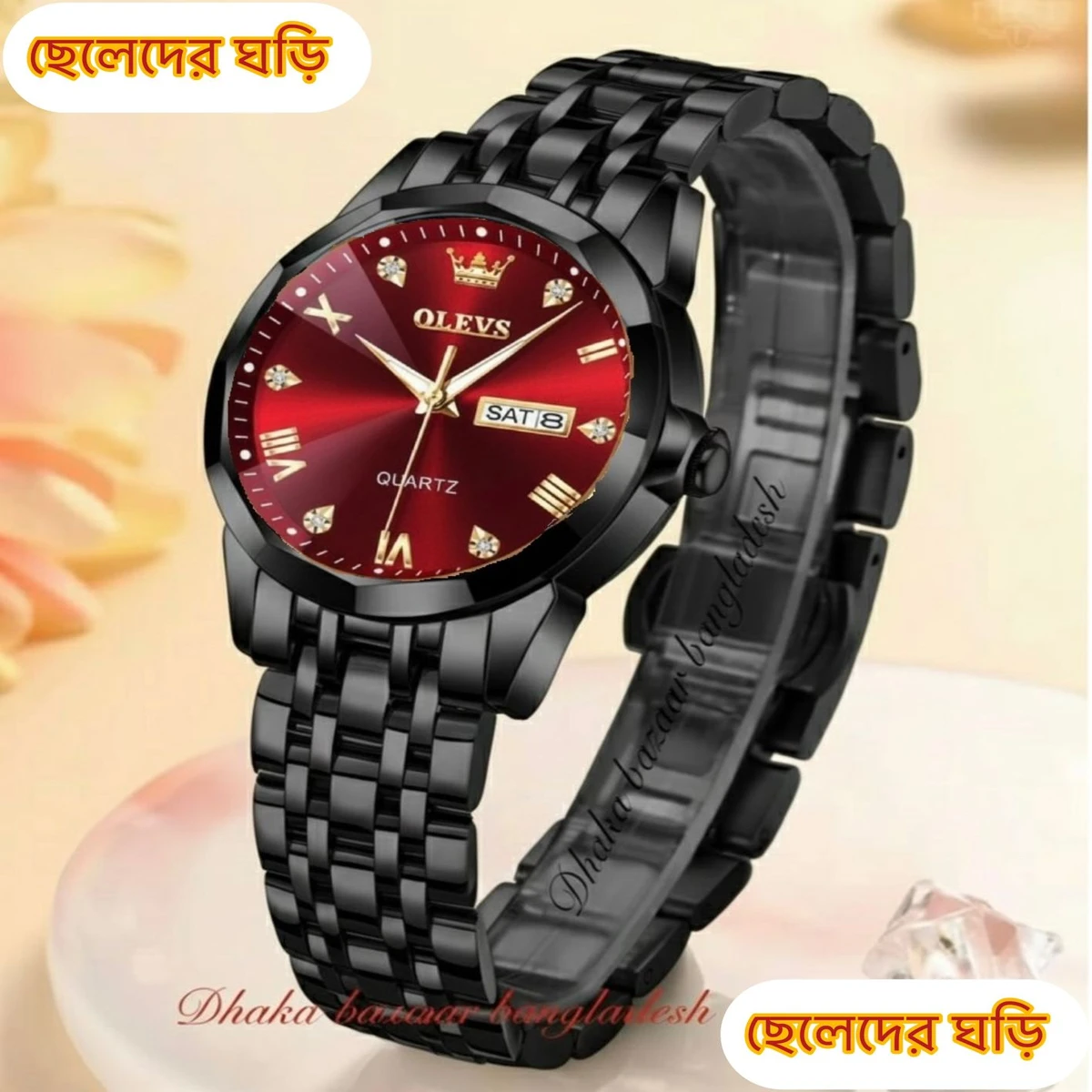 OliveZ 15 নতুন ডিজাইনের পুরুষদের জন্য ঘড়ি BLACK RED