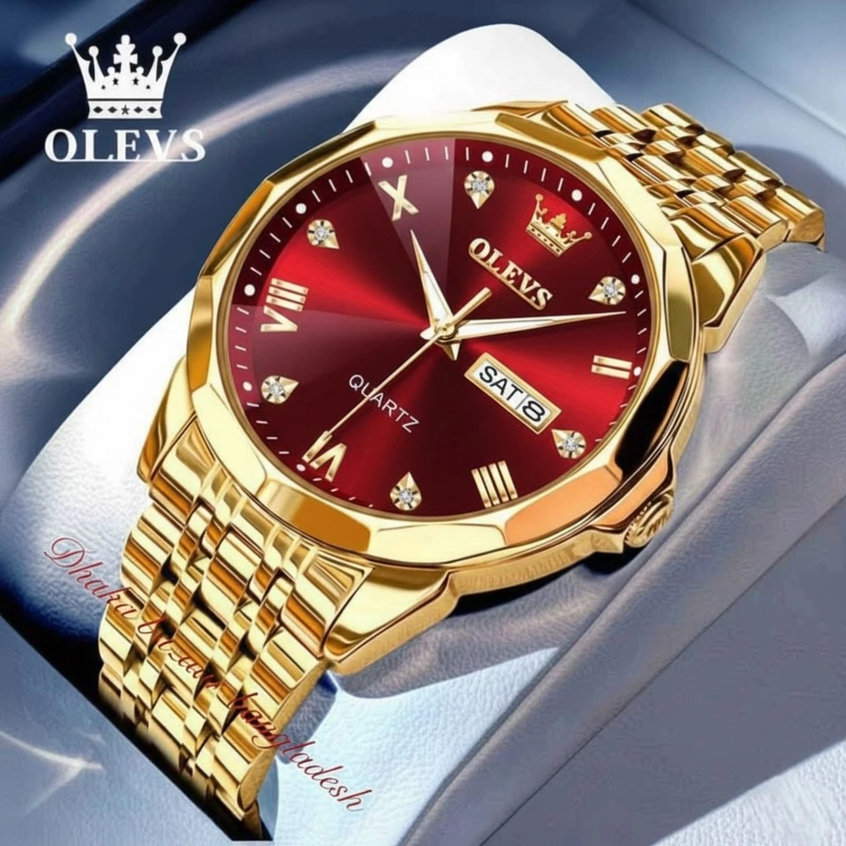 OliveZ 15 নতুন ডিজাইনের পুরুষদের জন্য ঘড়ি GOLDEN RED