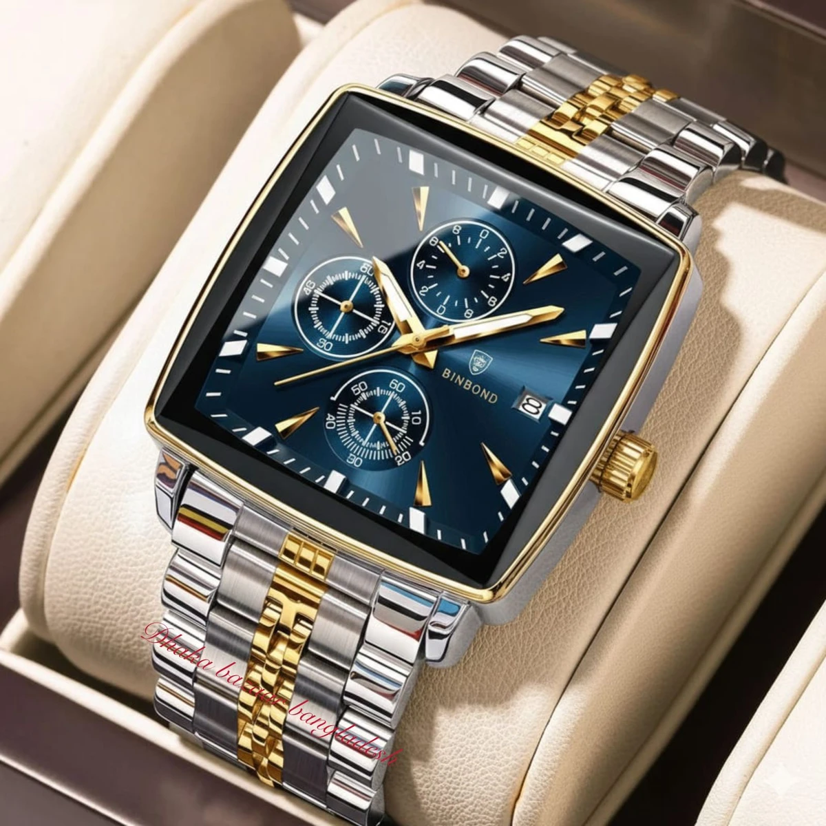 BINBOND 4362 নতুন ডিজাইনের পুরুষদের জন্য ঘড়ি SILVER GOLDEN BLUE