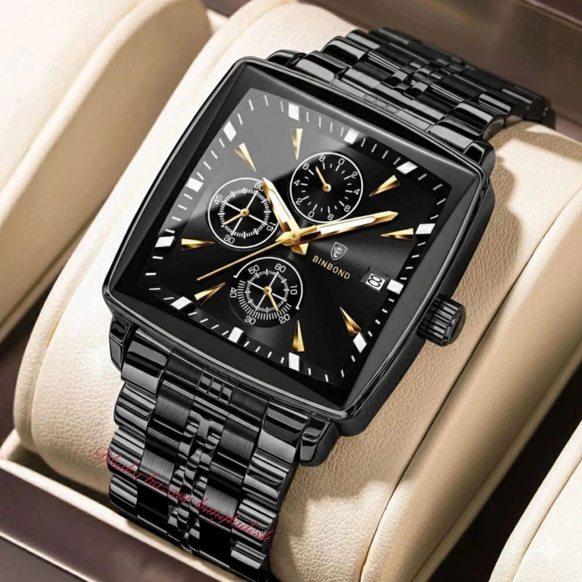 BINBOND 4362 নতুন ডিজাইনের পুরুষদের জন্য ঘড়ি BLACK