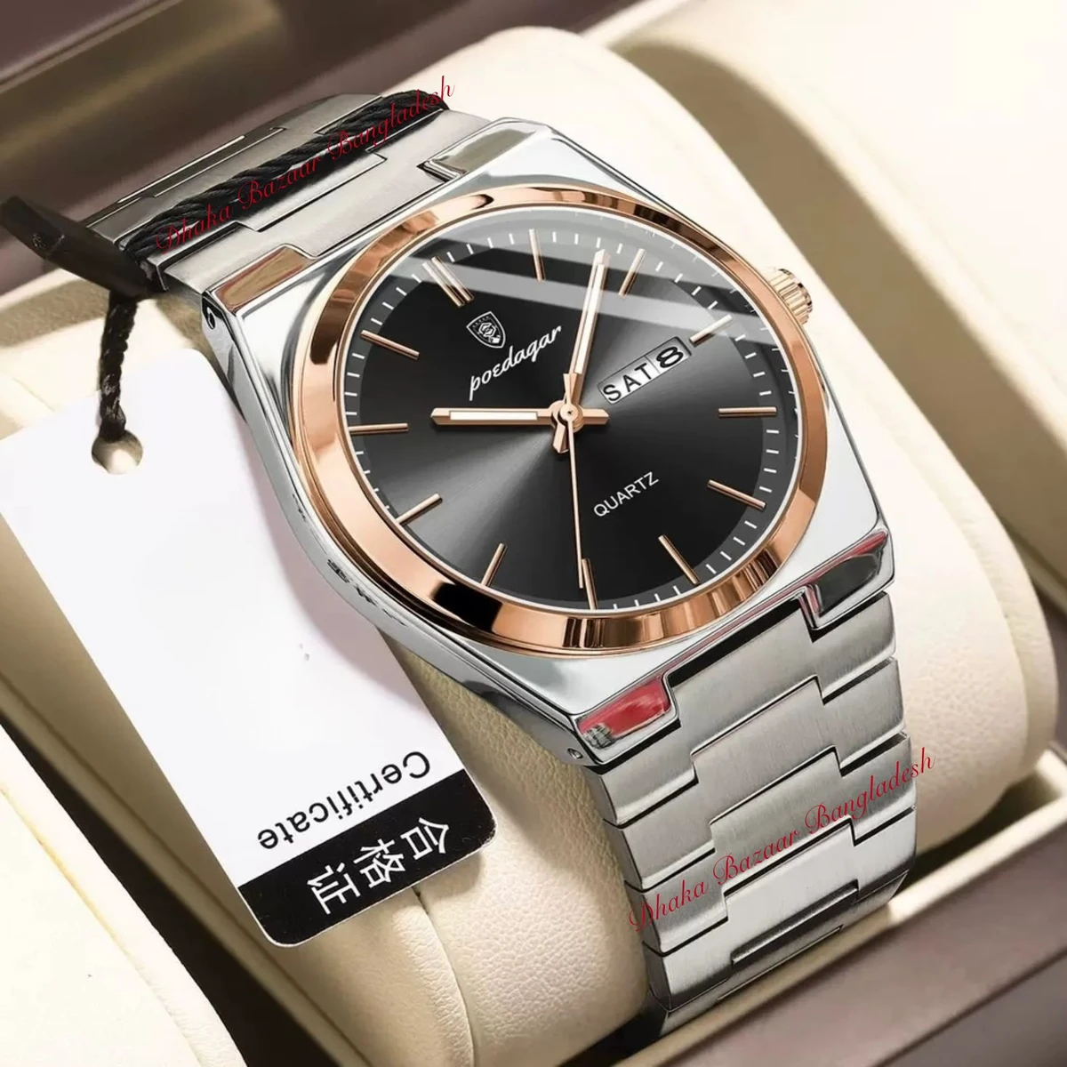 PEODAGOR 9030 নতুন ডিজাইনের পুরুষদের জন্য ঘড়ি SILVER GOLDEN BLACK