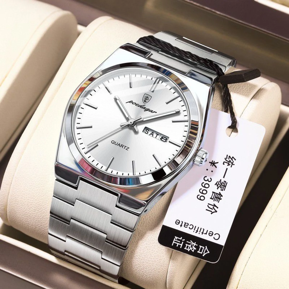 PEODAGOR 9030 নতুন ডিজাইনের পুরুষদের জন্য ঘড়ি SILVER WHITE