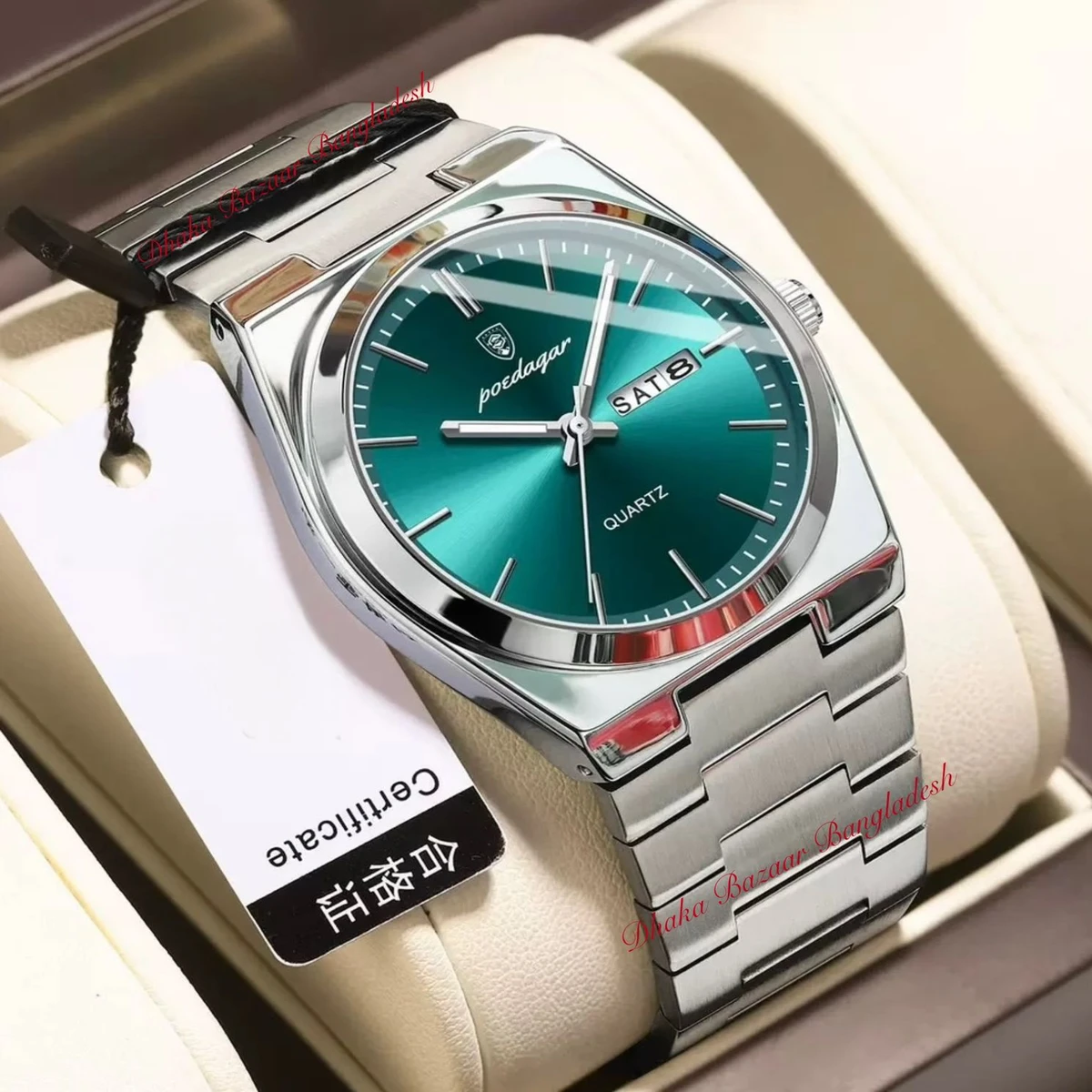 PEODAGOR 9030 নতুন ডিজাইনের পুরুষদের জন্য ঘড়ি SILVER GREEN