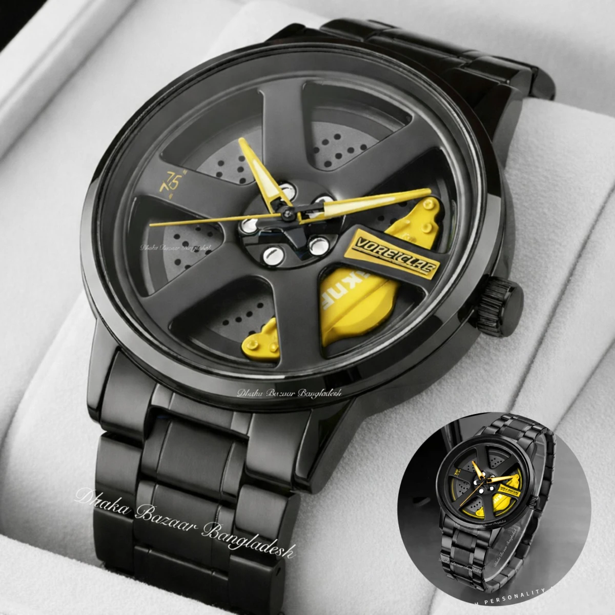 CHORKI 1010 নতুন ডিজাইনের পুরুষদের জন্য ঘড়ি BLACK YELLOW