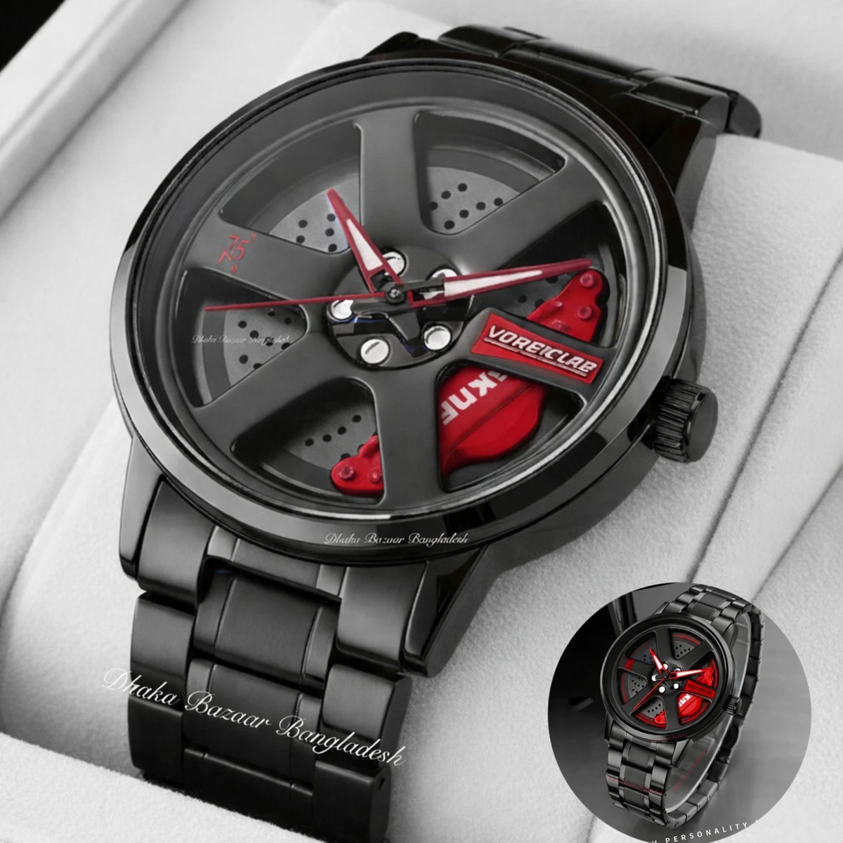 CHORKI 1010 নতুন ডিজাইনের পুরুষদের জন্য ঘড়ি BLACK RED