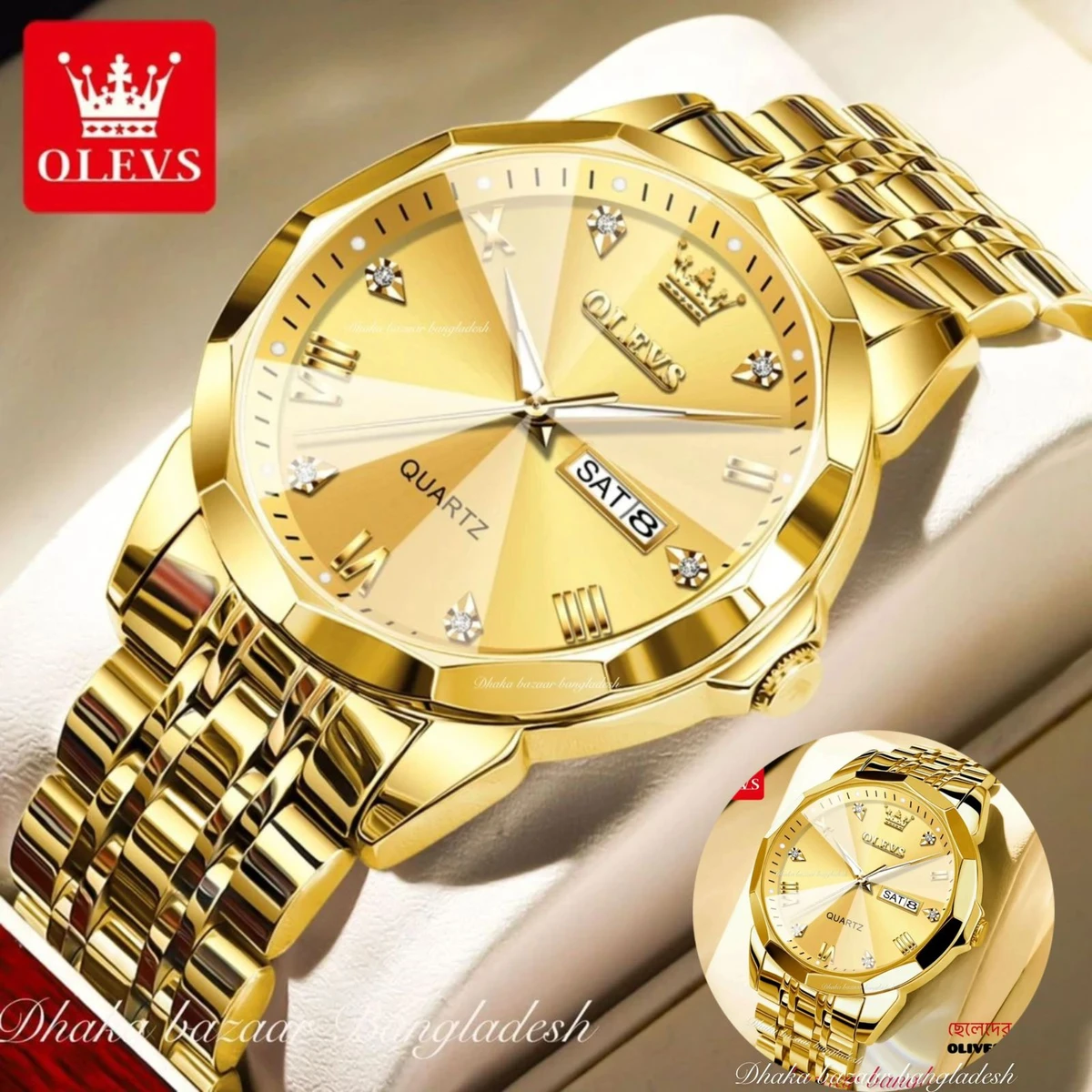 OLIVES VIBES নতুন ডিজাইনের পুরুষদের জন্য ঘড়ি GOLDEN