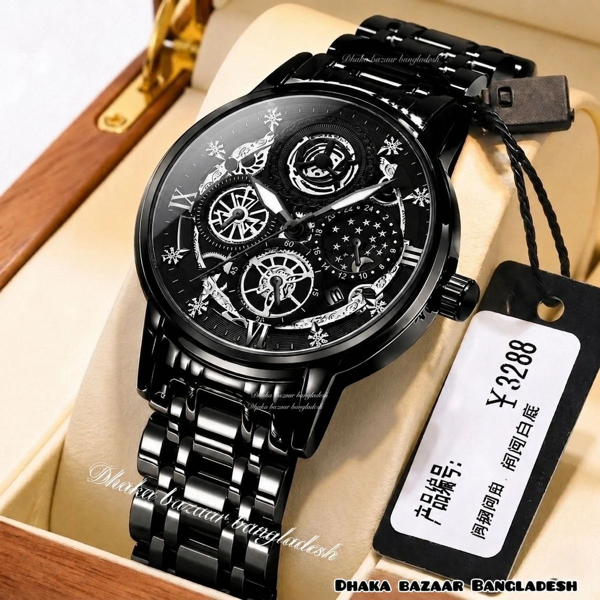 3352 OliveZ নতুন ডিজাইনের পুরুষদের জন্য ঘড়ি BLACK