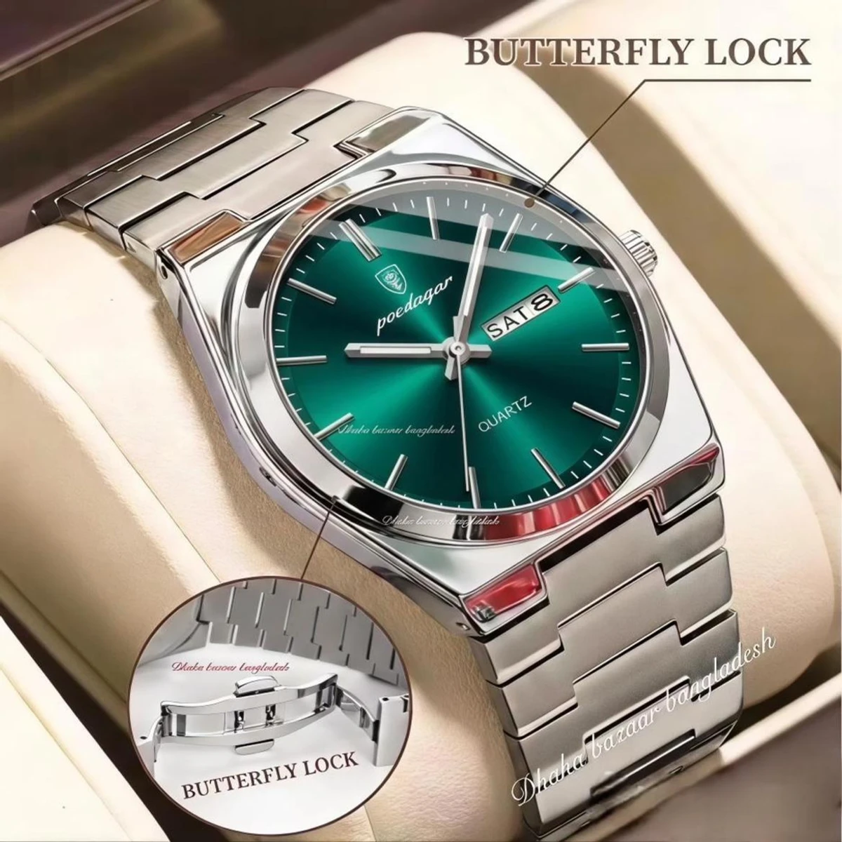 PEODAGOR 9030 নতুন ডিজাইনের পুরুষদের জন্য ঘড়ি SILVER GREEN