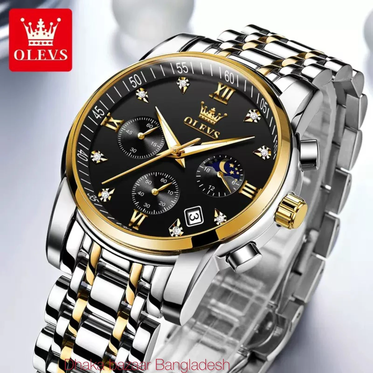 OLIVESZ 2200 নতুন ডিজাইনের পুরুষদের জন্য ঘড়ি SILVER GOLDEN BLACK