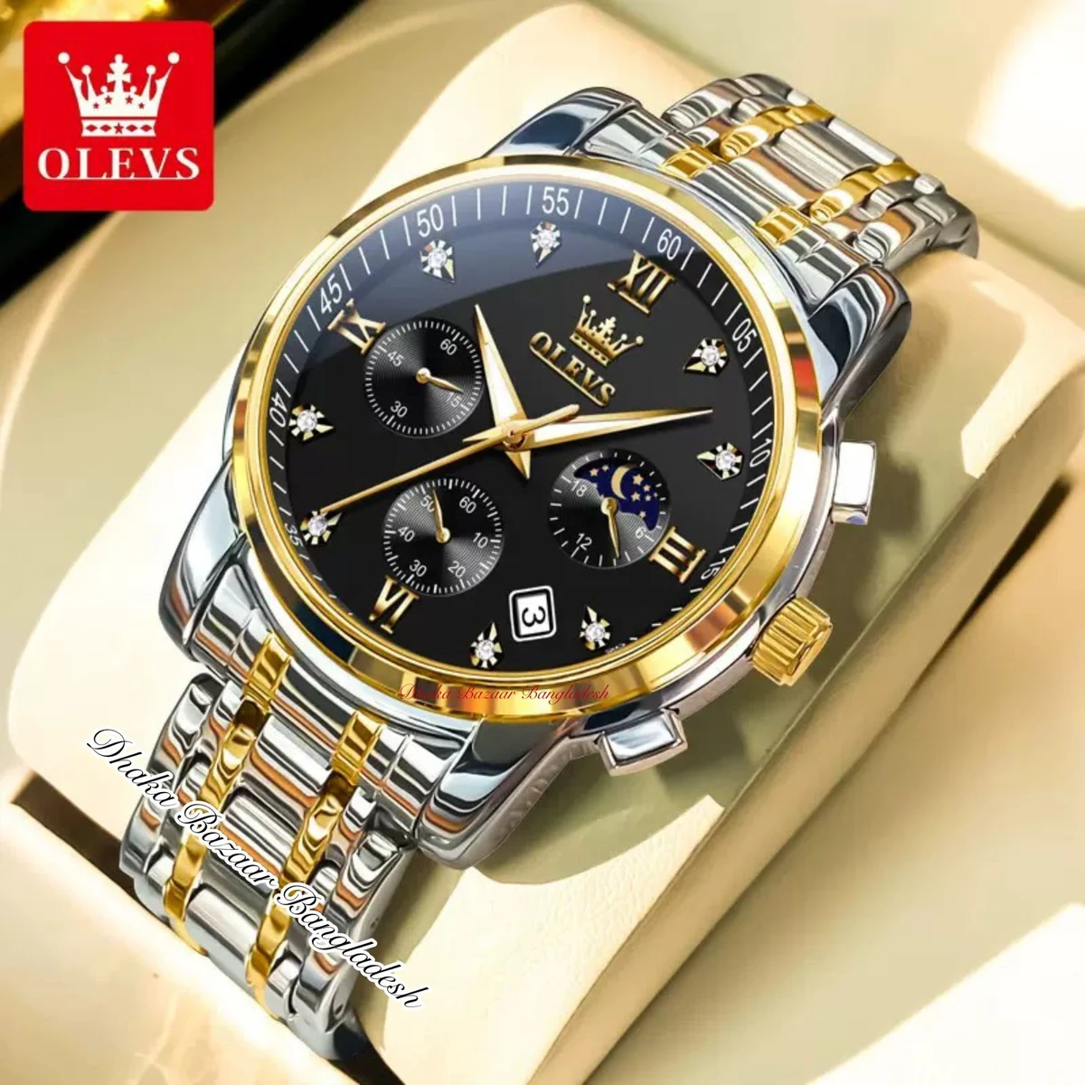 OLIVESZ 2200 নতুন ডিজাইনের পুরুষদের জন্য ঘড়ি SILVER GOLDEN BLACK