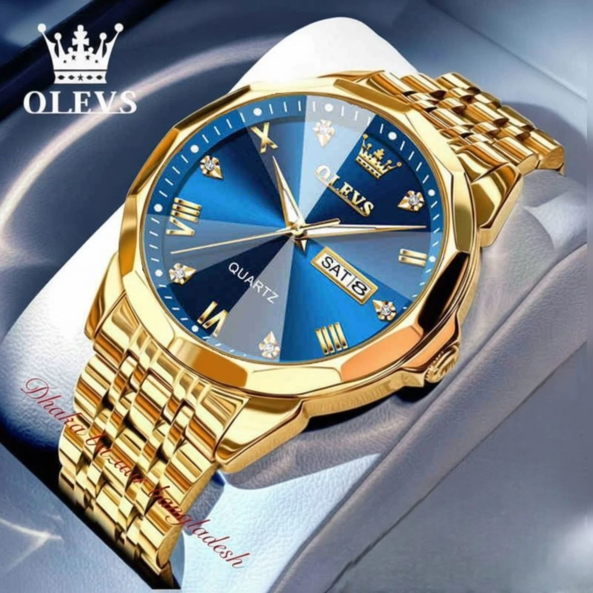 OLIVSZ PREMUIM নতুন ডিজাইনের পুরুষদের জন্য ঘড়ি GOLDEN BLUE