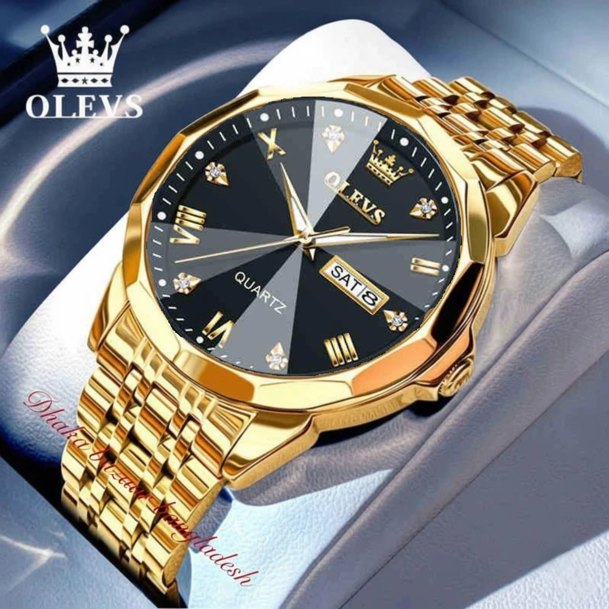 OLIVSZ PREMUIM নতুন ডিজাইনের পুরুষদের জন্য ঘড়ি GOLDEN BLACK