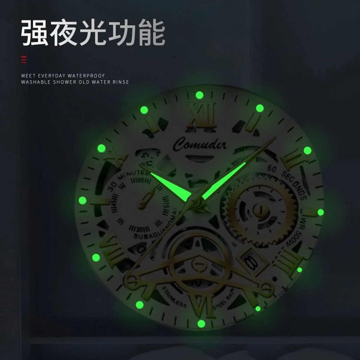 BINCU 2020 পুরুষের জন্যVনন মেকানিক্যাল ওয়াটার প্রুফ ঘড়ি SILVER GOLDEN BLACK