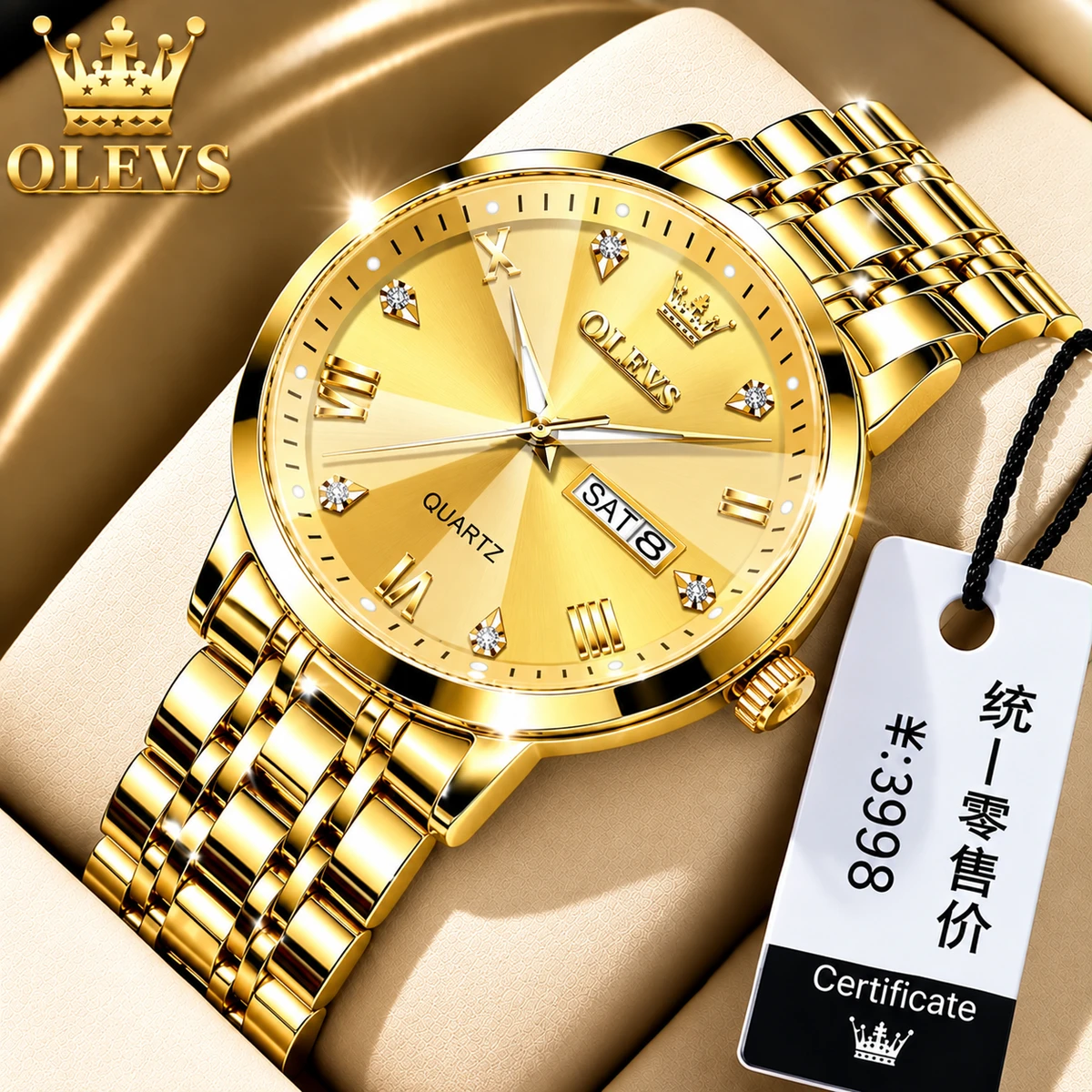 AOLIVES MAN নতুন ডিজাইনের পুরুষদের জন্য ঘড়ি GOLDEN