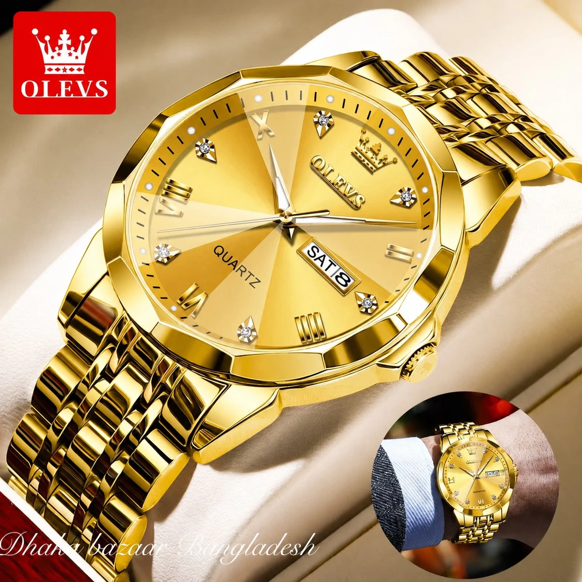 AOLIVES MAN নতুন ডিজাইনের পুরুষদের জন্য ঘড়ি GOLDEN