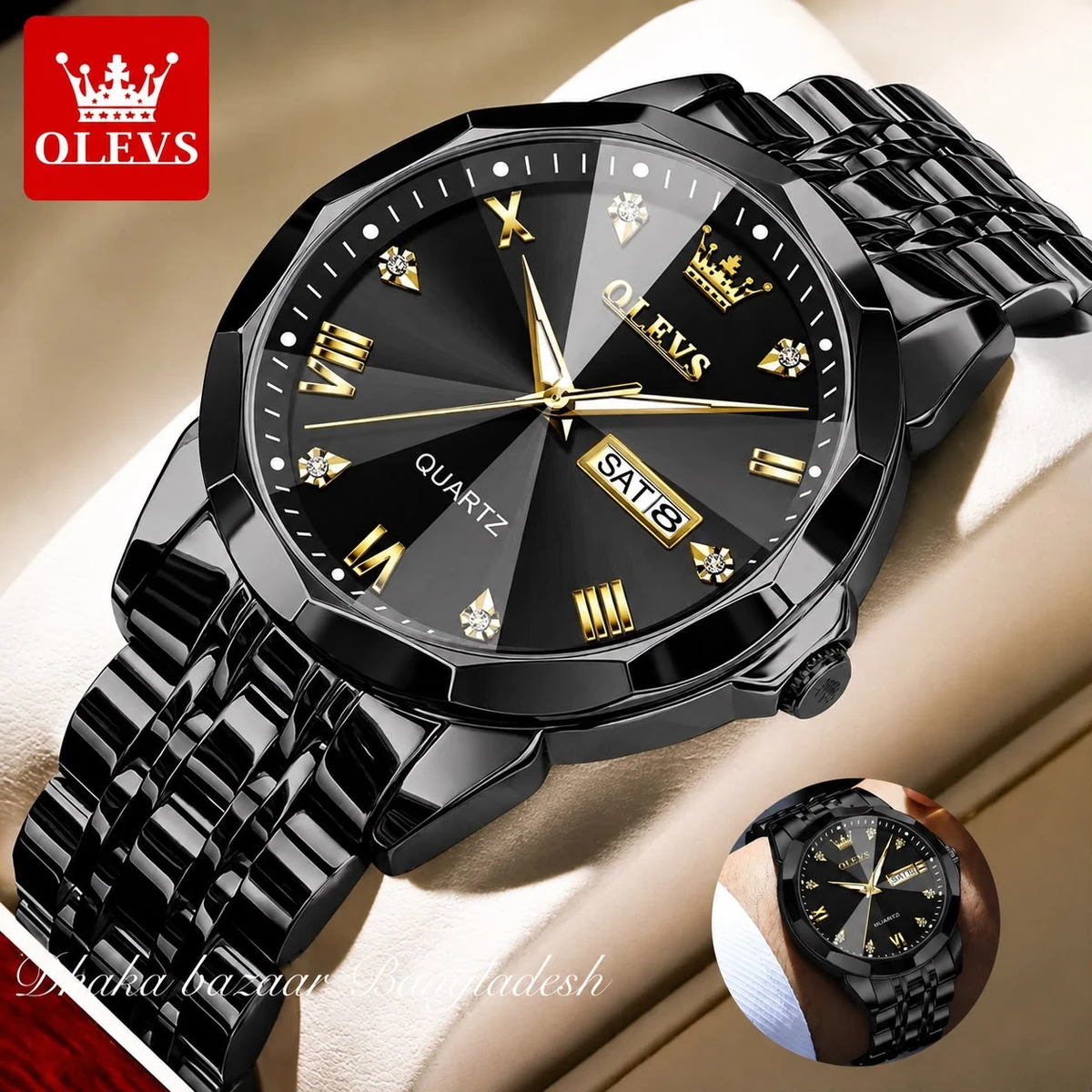 AOLIVES MAN নতুন ডিজাইনের পুরুষদের জন্য ঘড়ি BLACK