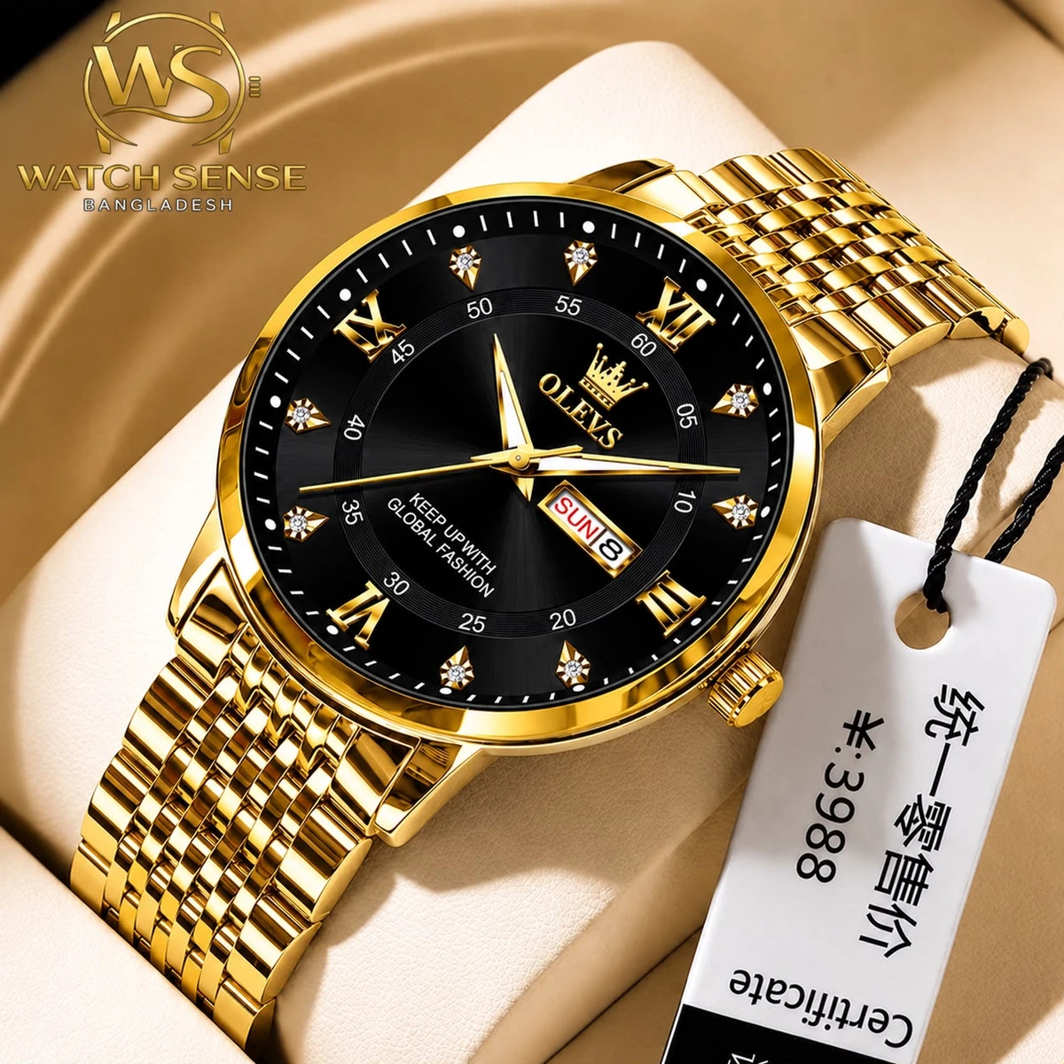 OLIVES 23 নতুন ডিজাইনের পুরুষদের জন্য ঘড়ি GOLDEN BLACK