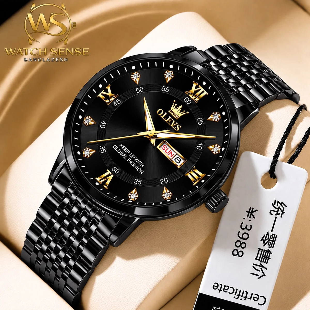 OLIVES 23 নতুন ডিজাইনের পুরুষদের জন্য ঘড়ি BLACK
