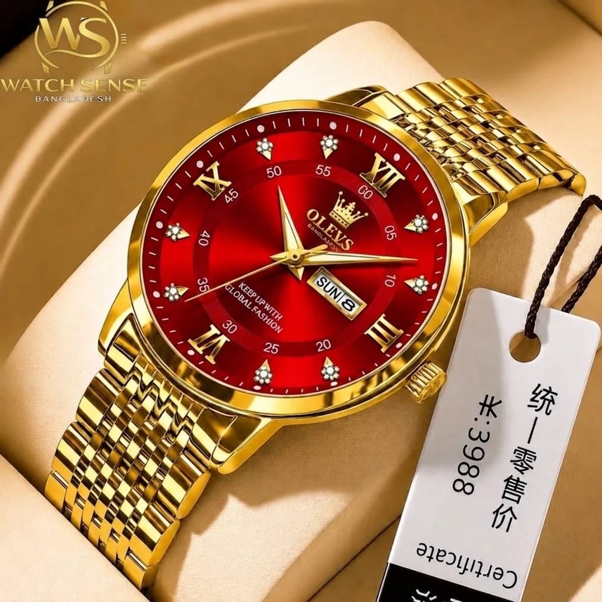 OLIVES 23 নতুন ডিজাইনের পুরুষদের জন্য ঘড়ি GOLDEN RED