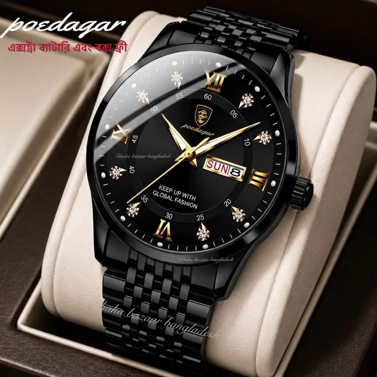 PEODAGOR 23 নতুন ডিজাইনের পুরুষদের জন্য ঘড়ি BLACK