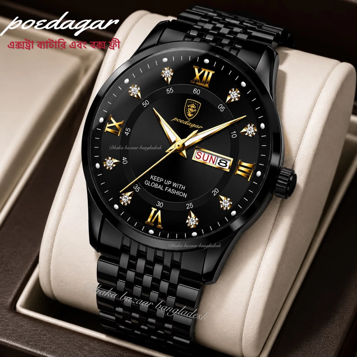 PEODAGOR 23 নতুন ডিজাইনের পুরুষদের জন্য ঘড়ি BLACK