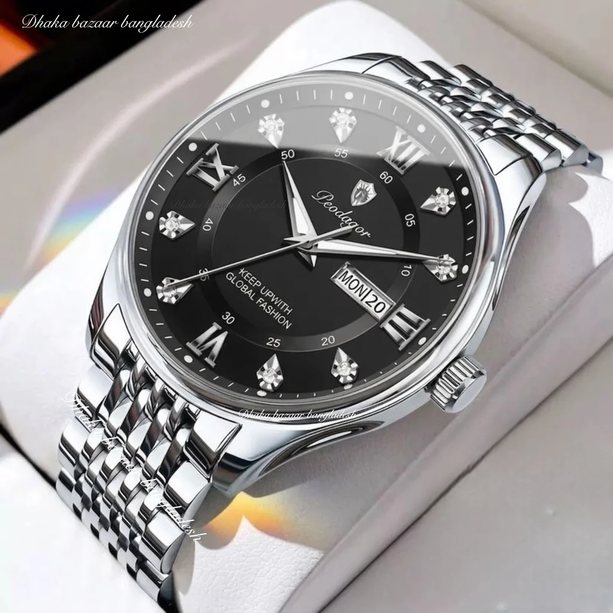 PEODAGOR 23 নতুন ডিজাইনের পুরুষদের জন্য ঘড়ি SILVER BLACK