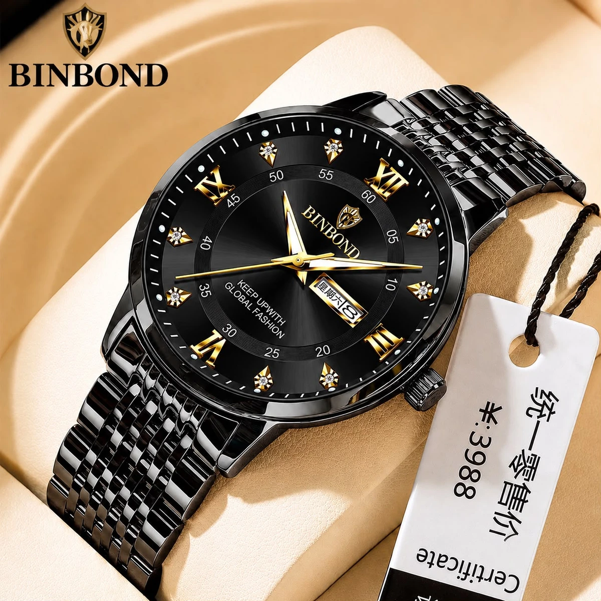 BINBOND23 PRO নতুন ডিজাইনের পুরুষদের জন্য ঘড়ি FULL BLACK