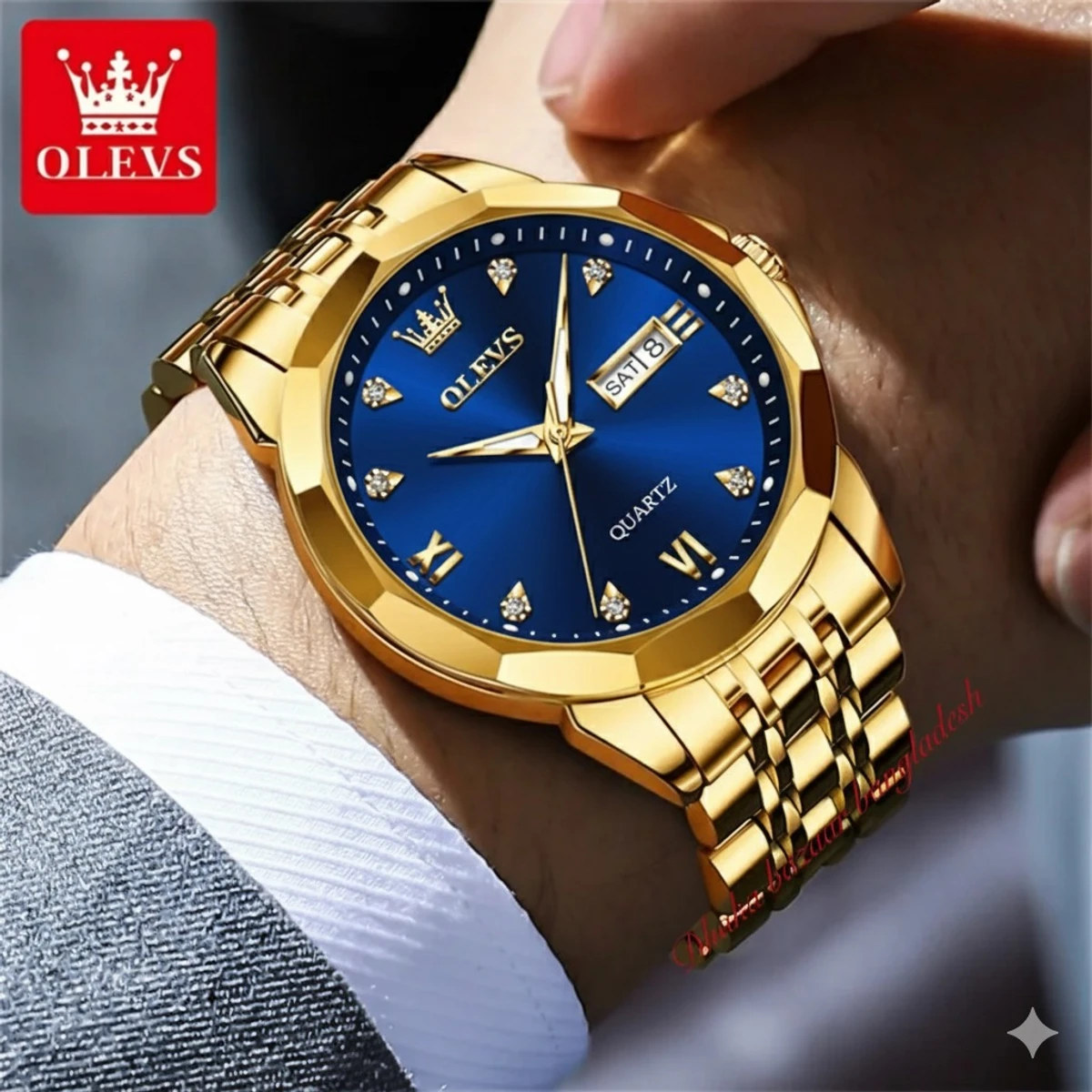 OliveZ নতুন ডিজাইনের পুরুষদের জন্য ঘড়ি Golden Blue