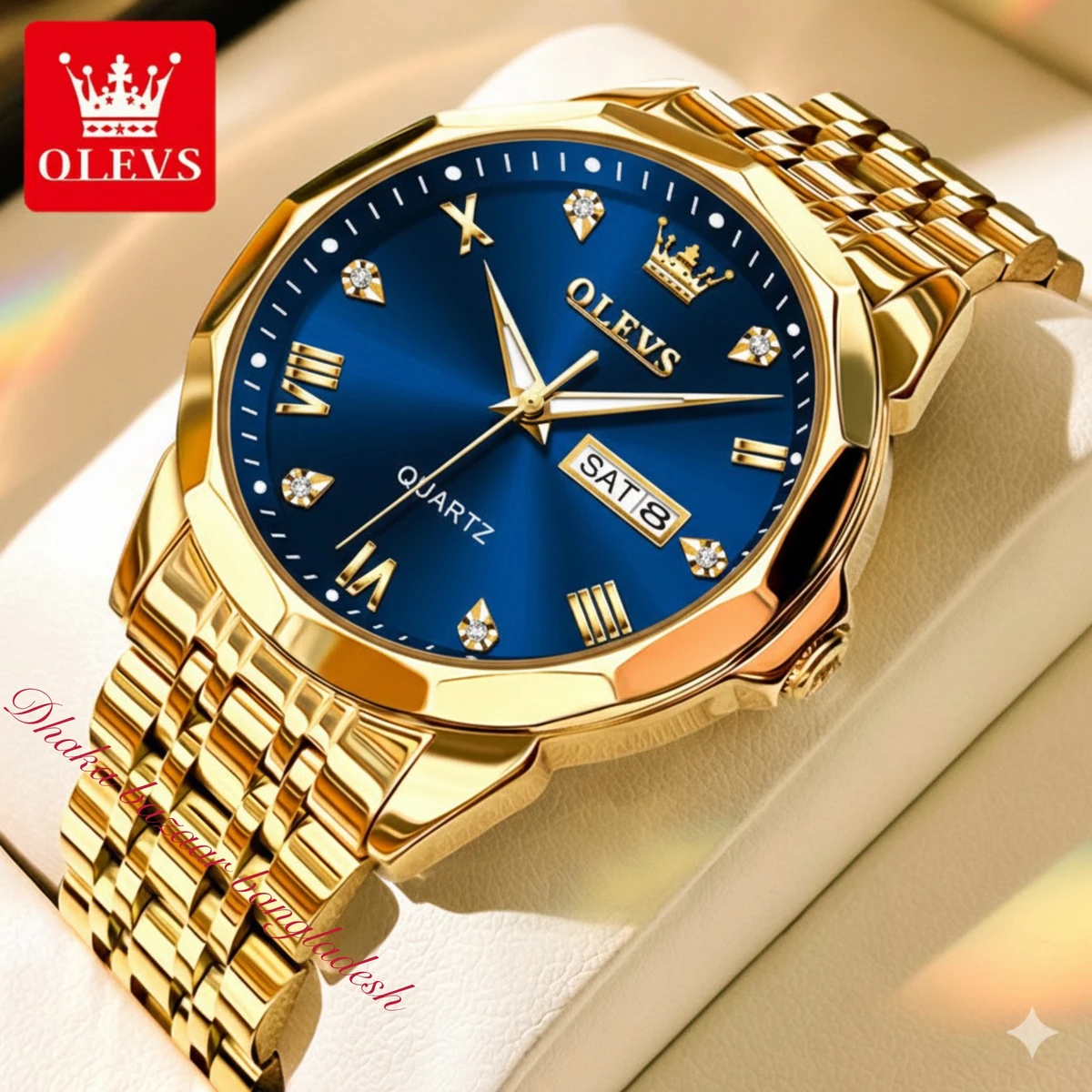 OliveZ নতুন ডিজাইনের পুরুষদের জন্য ঘড়ি Golden Blue