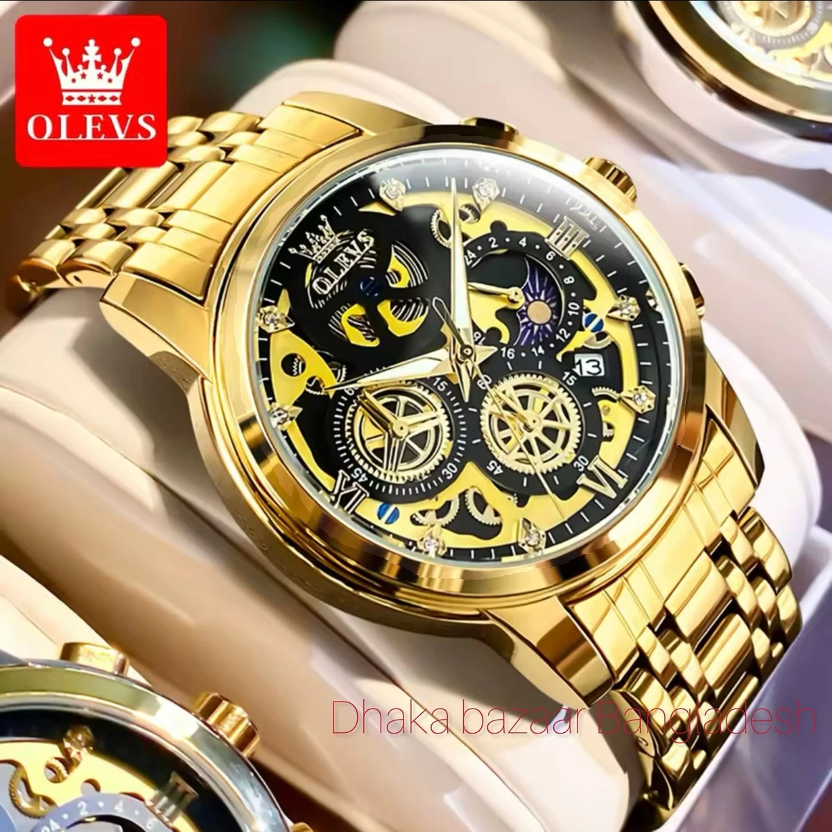 3352 OliveZ নতুন ডিজাইনের পুরুষদের জন্য ঘড়ি FULL GOLDEN BLACK