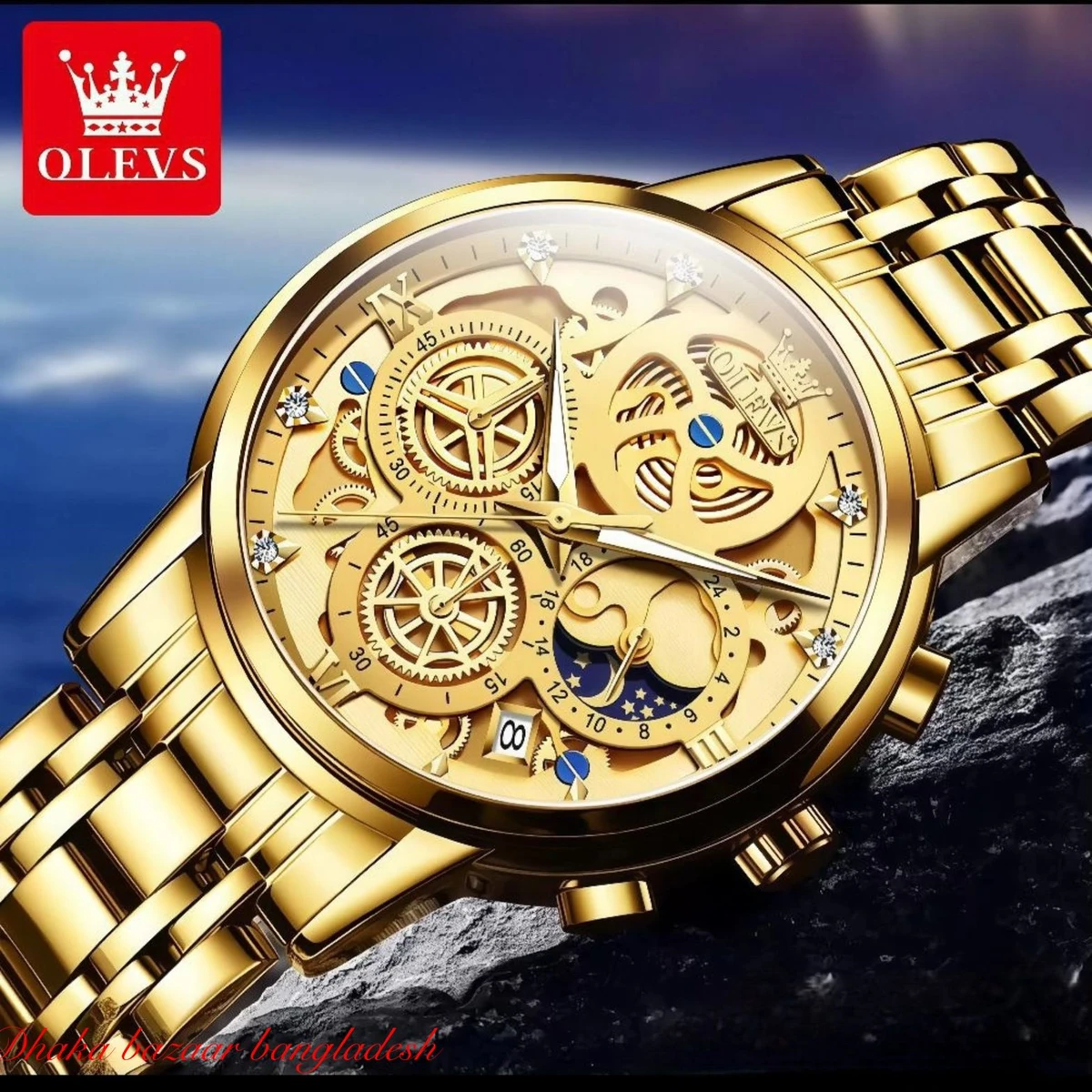3352 OliveZ নতুন ডিজাইনের পুরুষদের জন্য ঘড়ি FULL GOLDEN