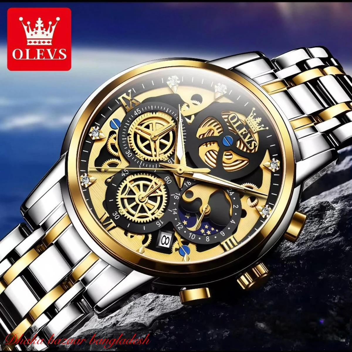 3352 OliveZ নতুন ডিজাইনের পুরুষদের জন্য ঘড়ি BSILVER GOLDEN BLACK