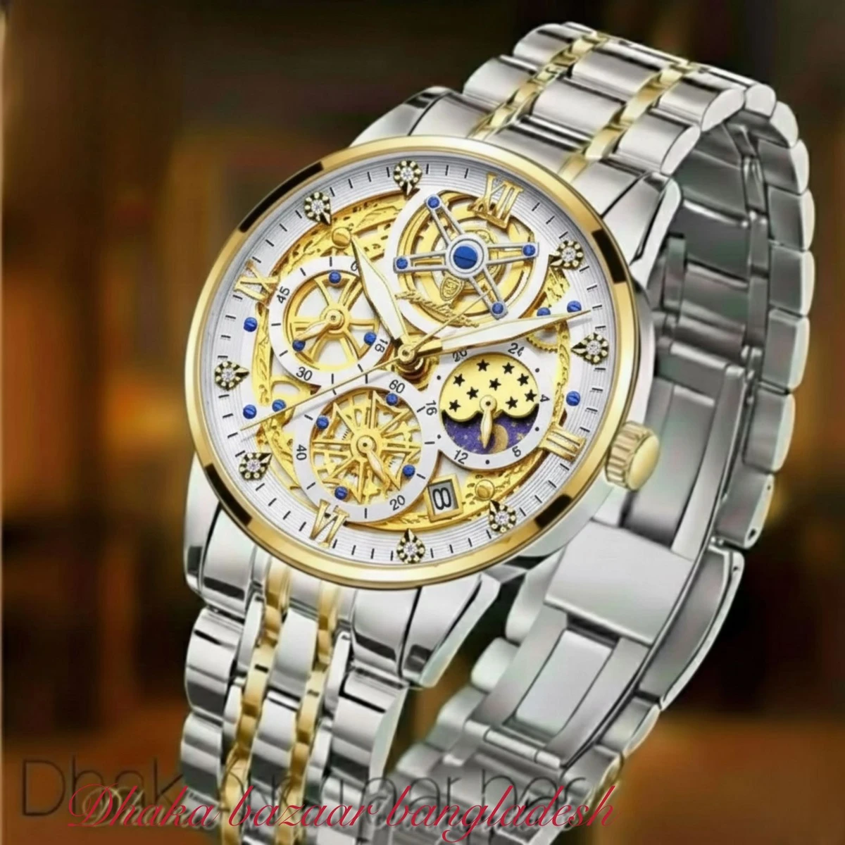 PRE PRO 754 পুরুষের জন্য নন মেকানিক্যাল ঘড়ি SILVER GOLDEN WHITE