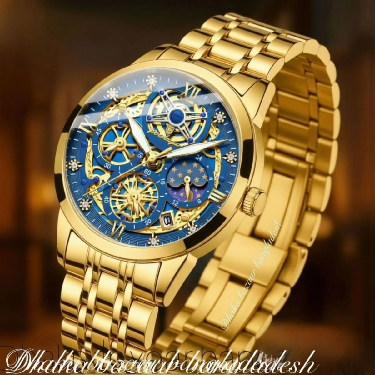 PRE PRO 754 পুরুষের জন্য নন মেকানিক্যাল ঘড়ি GOLDEN BLUE