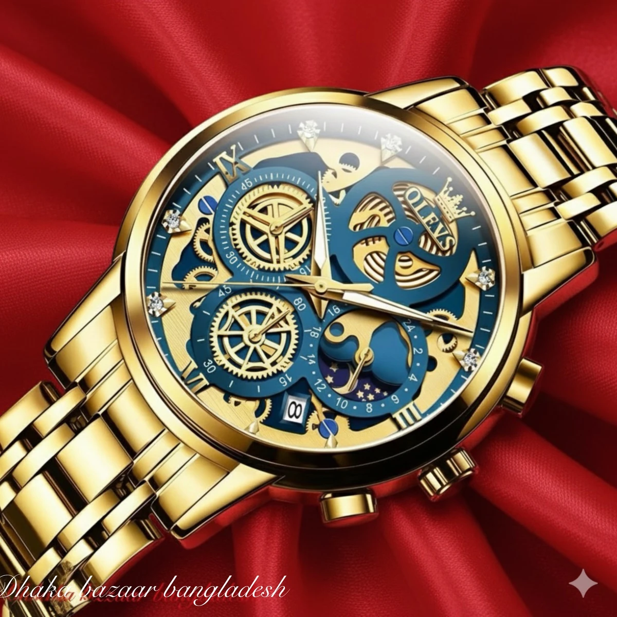 3352 OliveZ নতুন ডিজাইনের পুরুষদের জন্য ঘড়ি GOLDEN BLUE