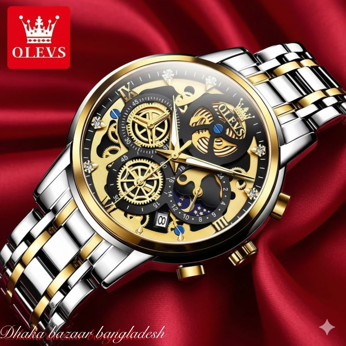 3352 OliveZ নতুন ডিজাইনের পুরুষদের জন্য ঘড়ি BSILVER GOLDEN BLACK