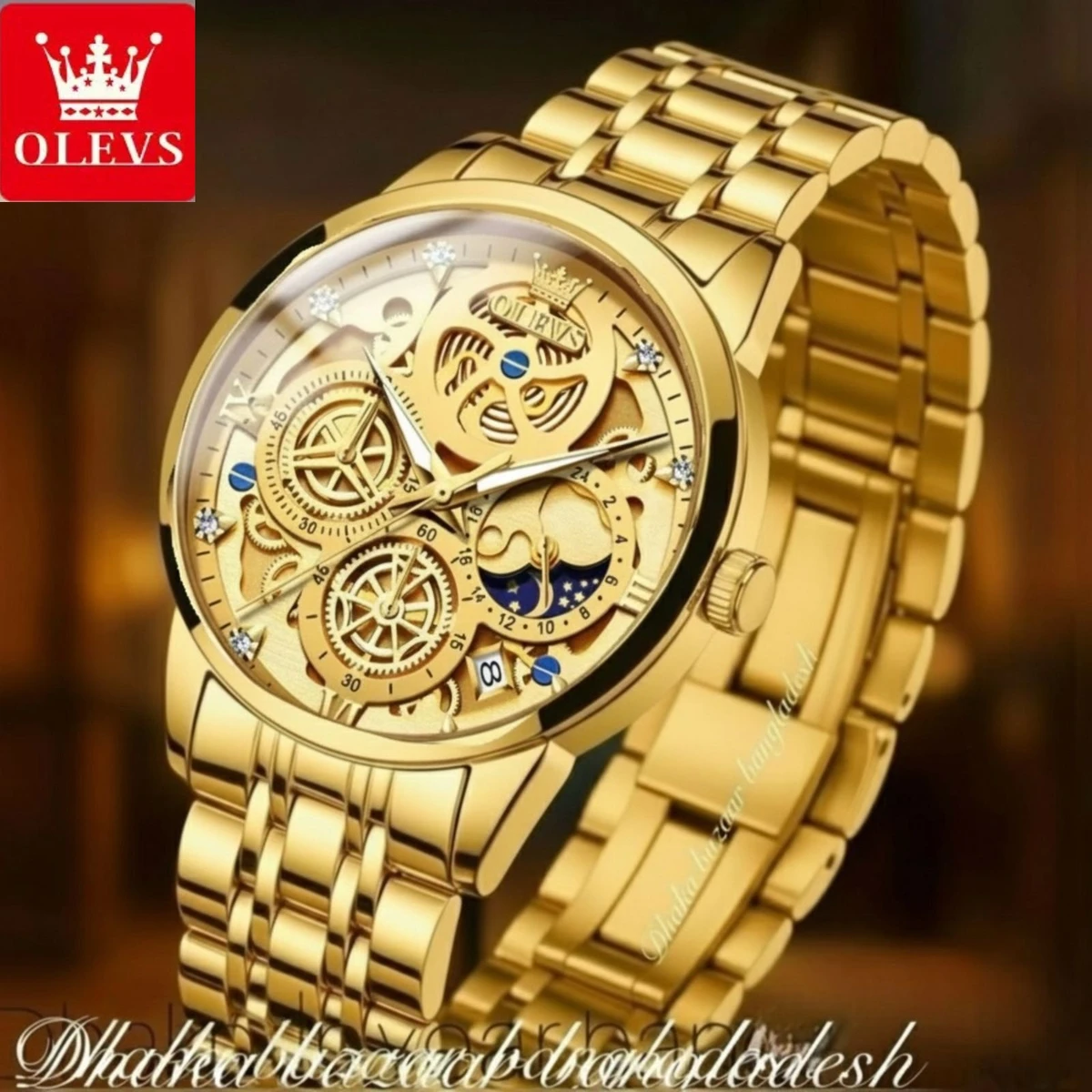 3352 OliveZ নতুন ডিজাইনের পুরুষদের জন্য ঘড়ি FULL GOLDEN