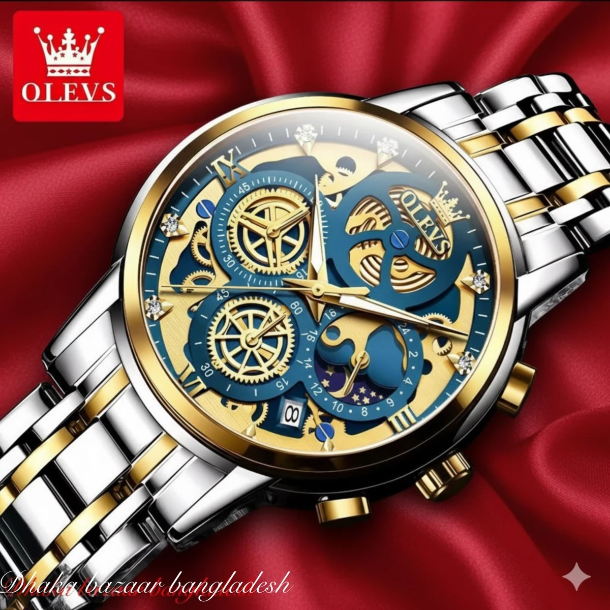 3352 OliveZ নতুন ডিজাইনের পুরুষদের জন্য ঘড়ি BSILVER GOLDEN BLUE