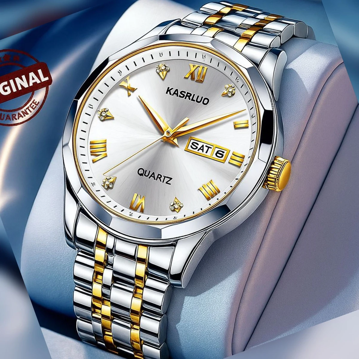 KAS MAN নতুন ডিজাইনের পুরুষদের জন্য ঘড়ি SILVER GOLDEN WHITE
